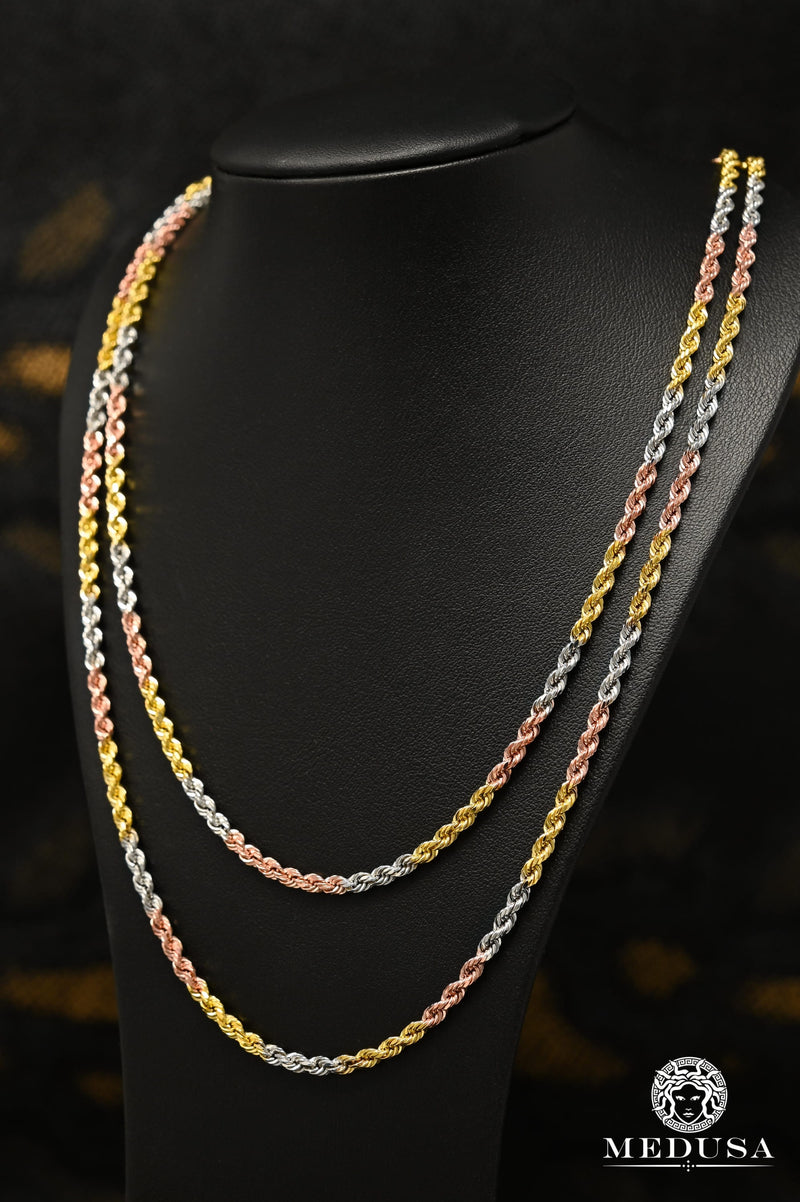 Chaîne en Or 10K | Chaîne 3.5mm Torsade 3 Tons