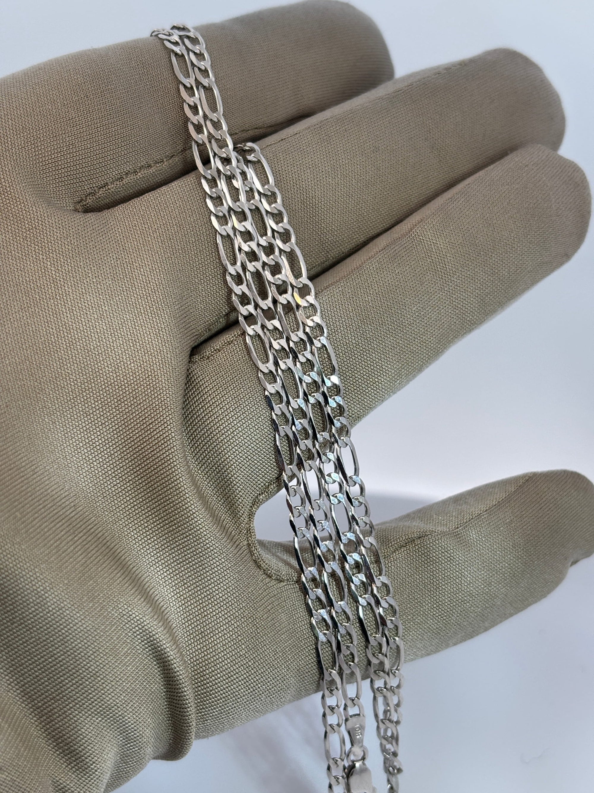 Bijoux Liquidation | Remise à Neuf 3mm Figaro or blanc
