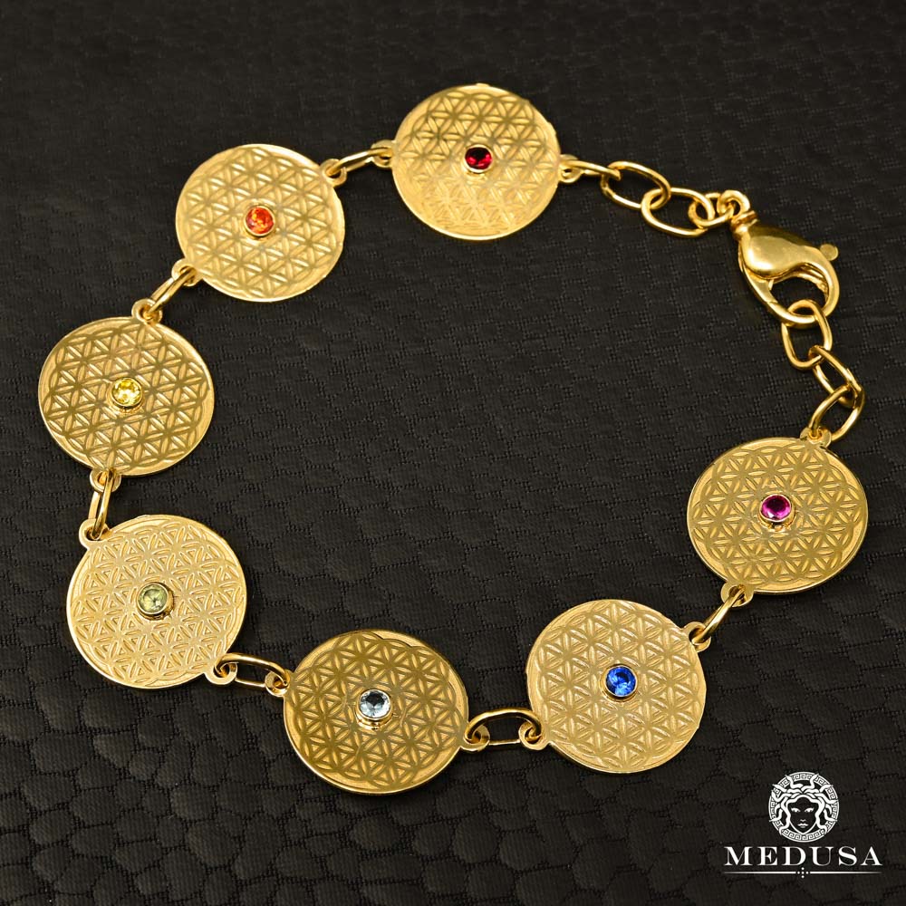 Bracelet Fleur de Vie en Or Jaune 10K