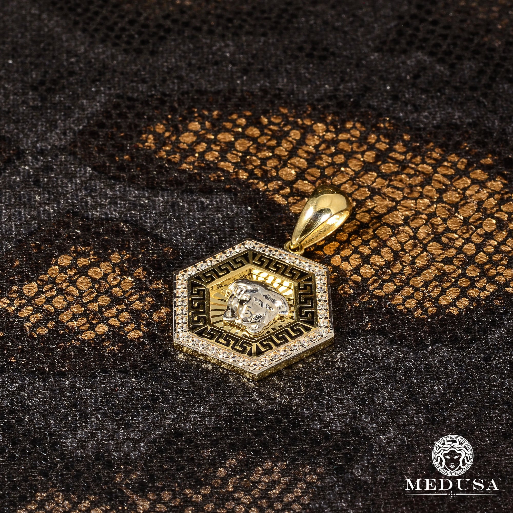 Pendentif en Or 10K | Médaillon Artémis F2 22mm / Or 2 Tons