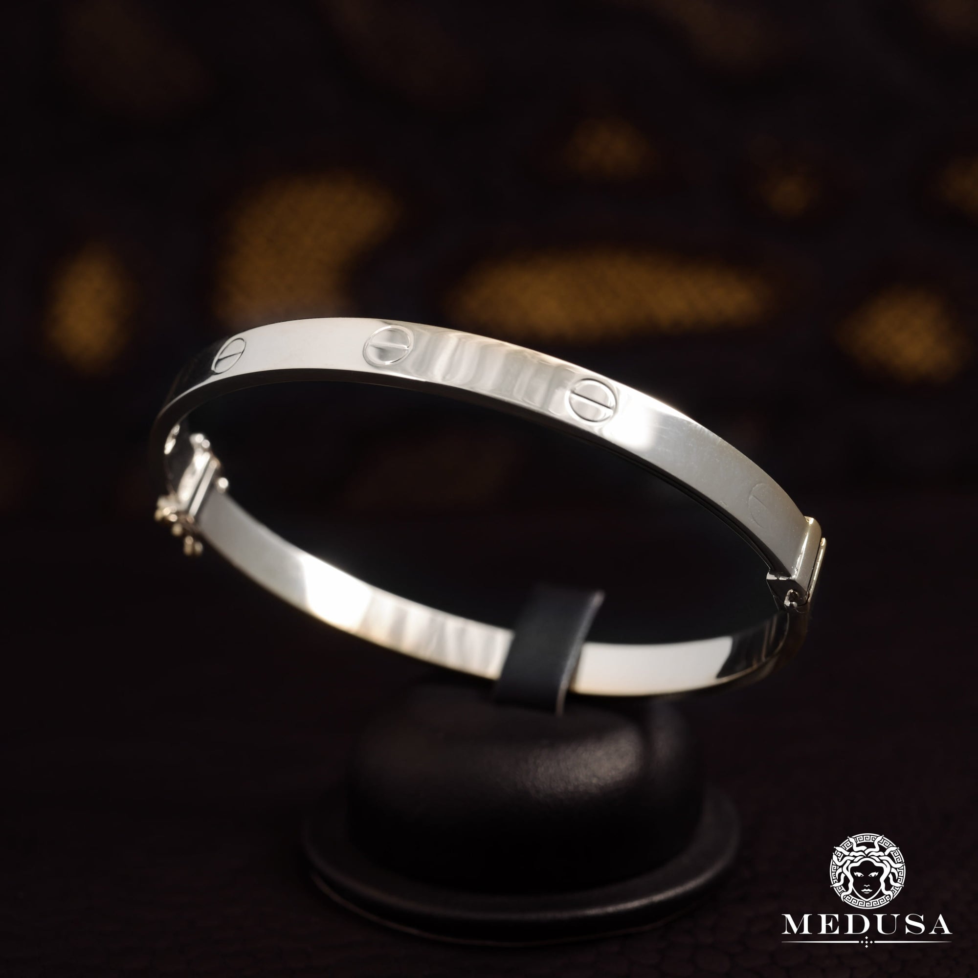 Bracelet Rigide en Or 10K | Bracelet Femme Bangle X1 - Love Or Blanc