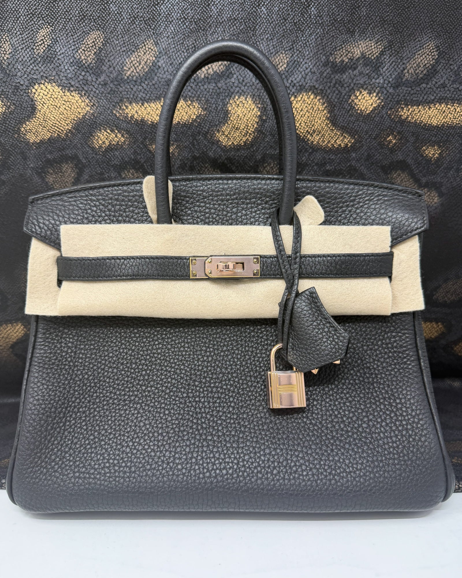 Birkin 25 Togo Noir Rose Gold Hardware