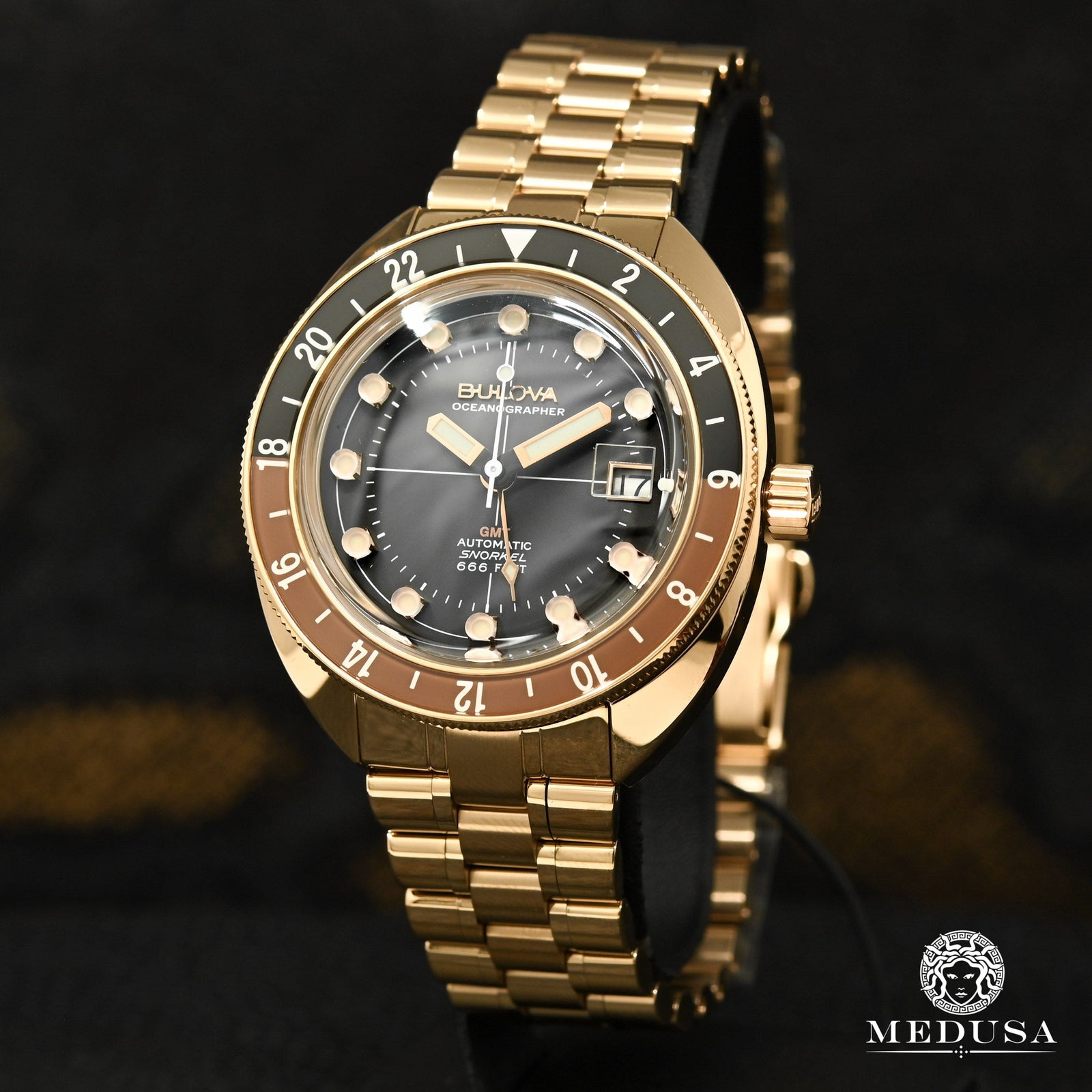 Montre Bulova | Montre Homme Bulova Oceanographer GMT Automatic - 97B215 Or Rose