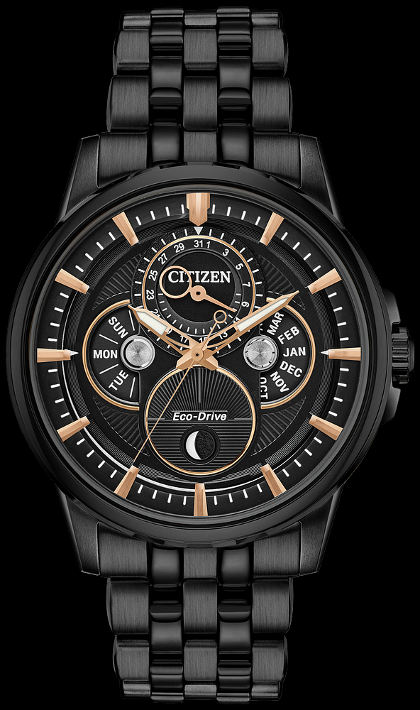 Montre Citizen | Montre Homme Citizen Calendrier Moonphase BU0057-54E Or Noir