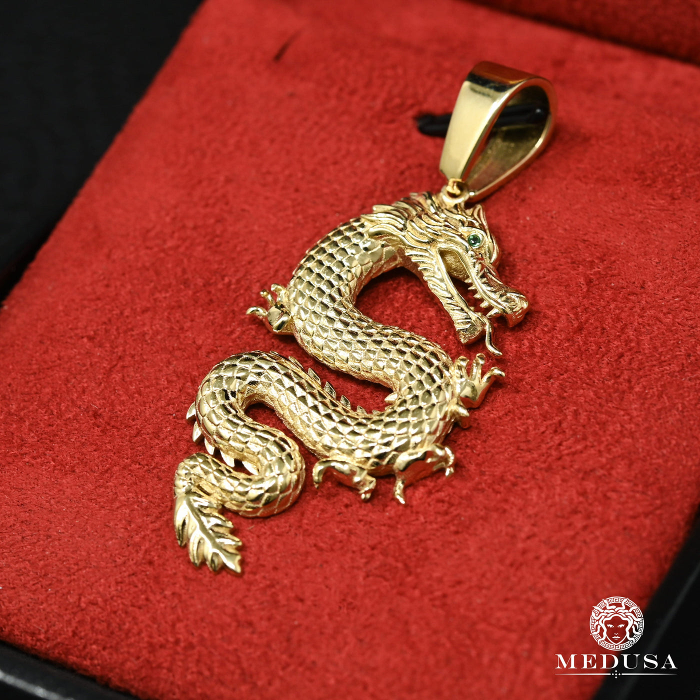 Pendentif - Or 10K jaune tête de Méduse pavé cz - PEG089 main image 1