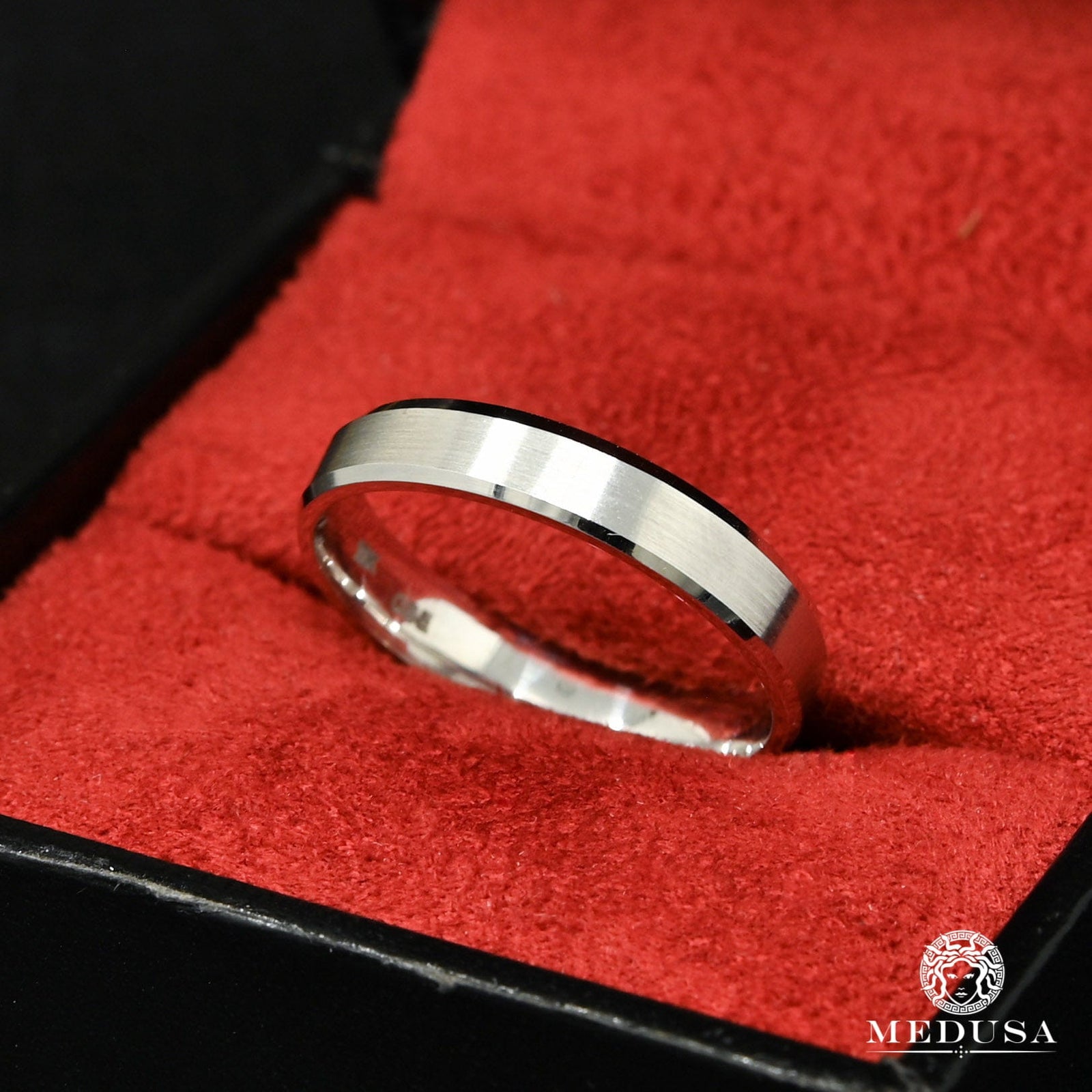 Jonc en Or 10K | Jonc Homme Jonc H17 Or Blanc - MED100-4