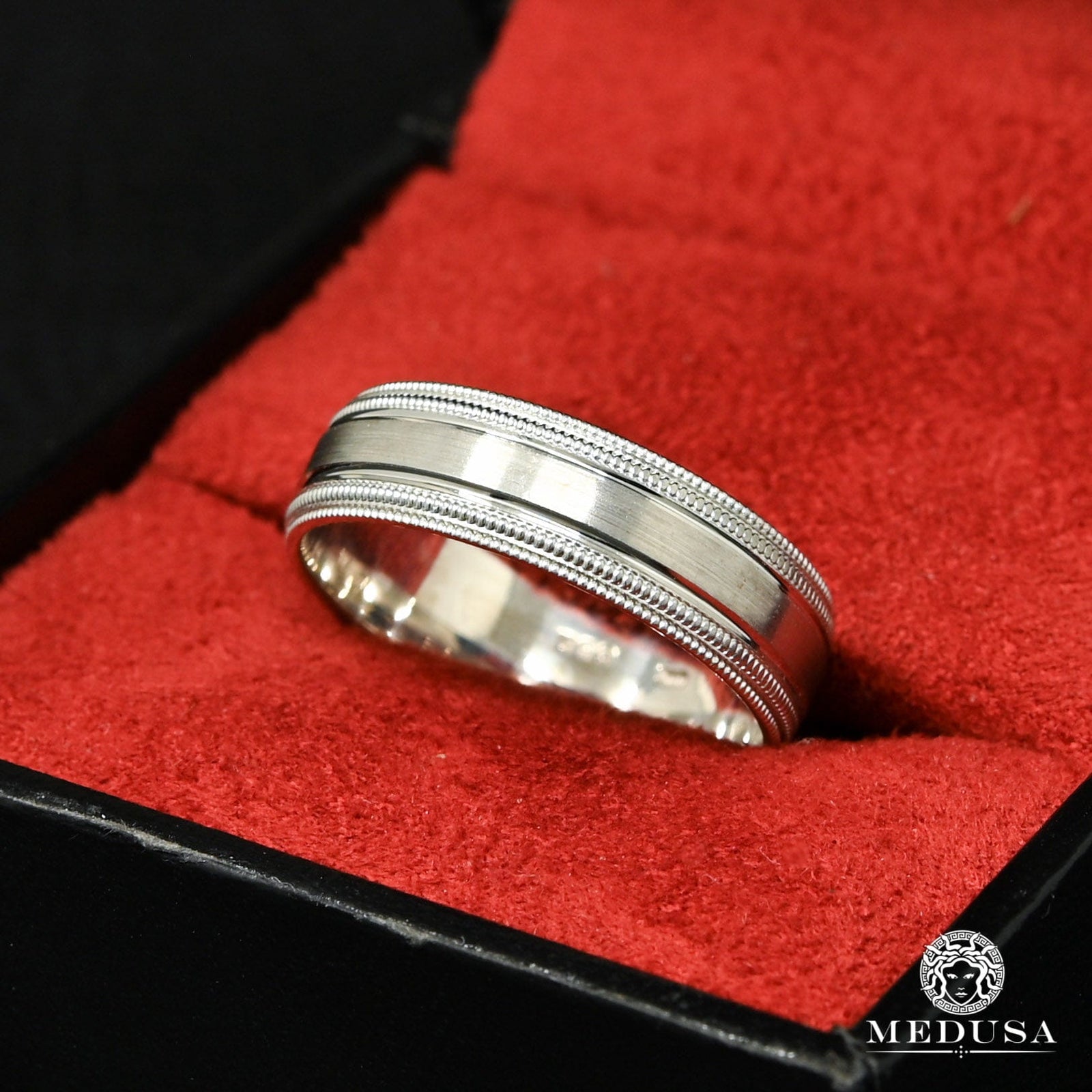 Jonc en Or 10K | Jonc Homme Jonc H19 Or Blanc - MED105