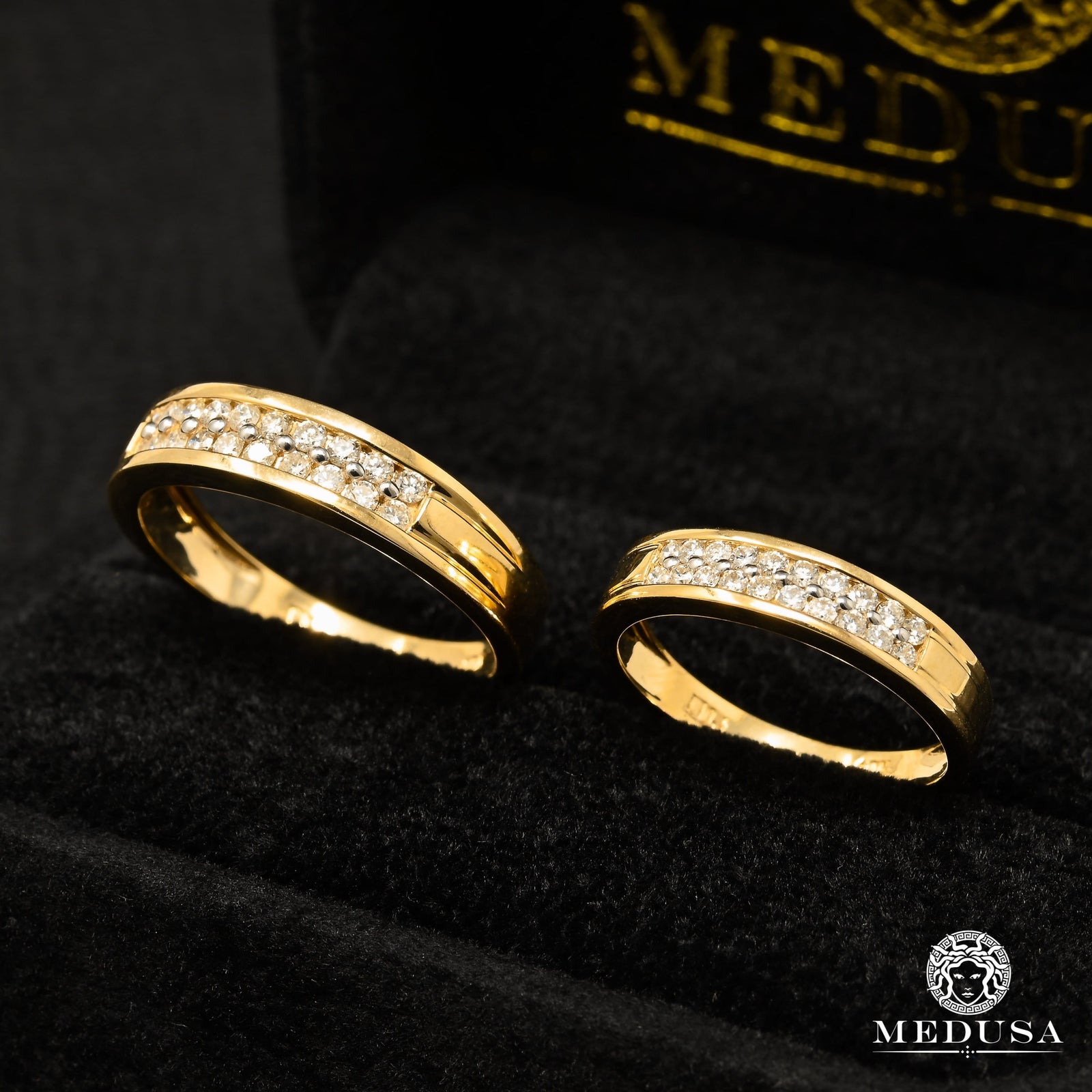 Jonc à Diamants en Or 10K | Jonc Homme Jonc X1 Elle & Lui - Diamant ’’Elle & Lui’’ / Or Jaune