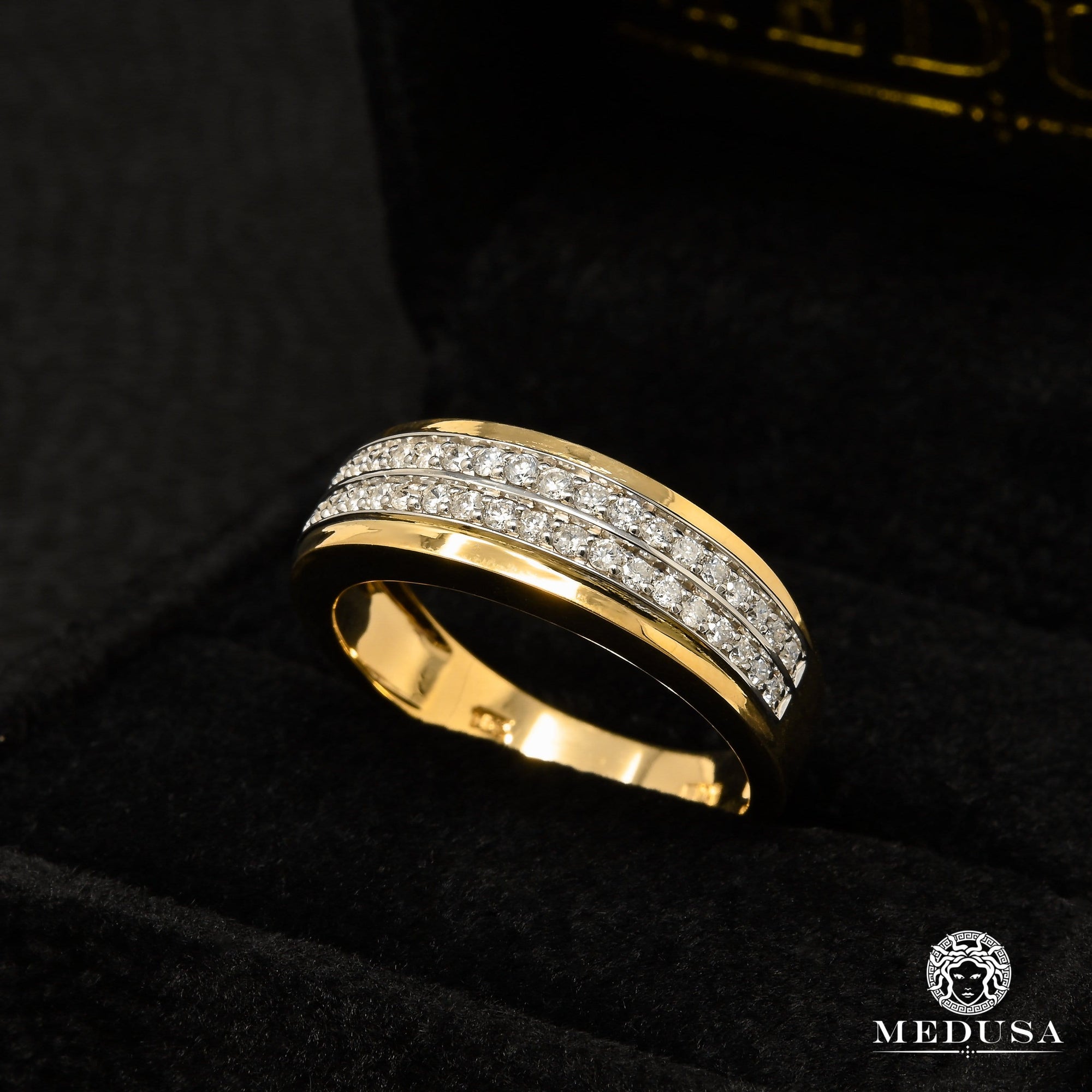 Jonc à Diamants en Or 10K | Jonc Homme Jonc X4 Elle &amp; Lui - Diamant ’’Lui’’ / Or Jaune