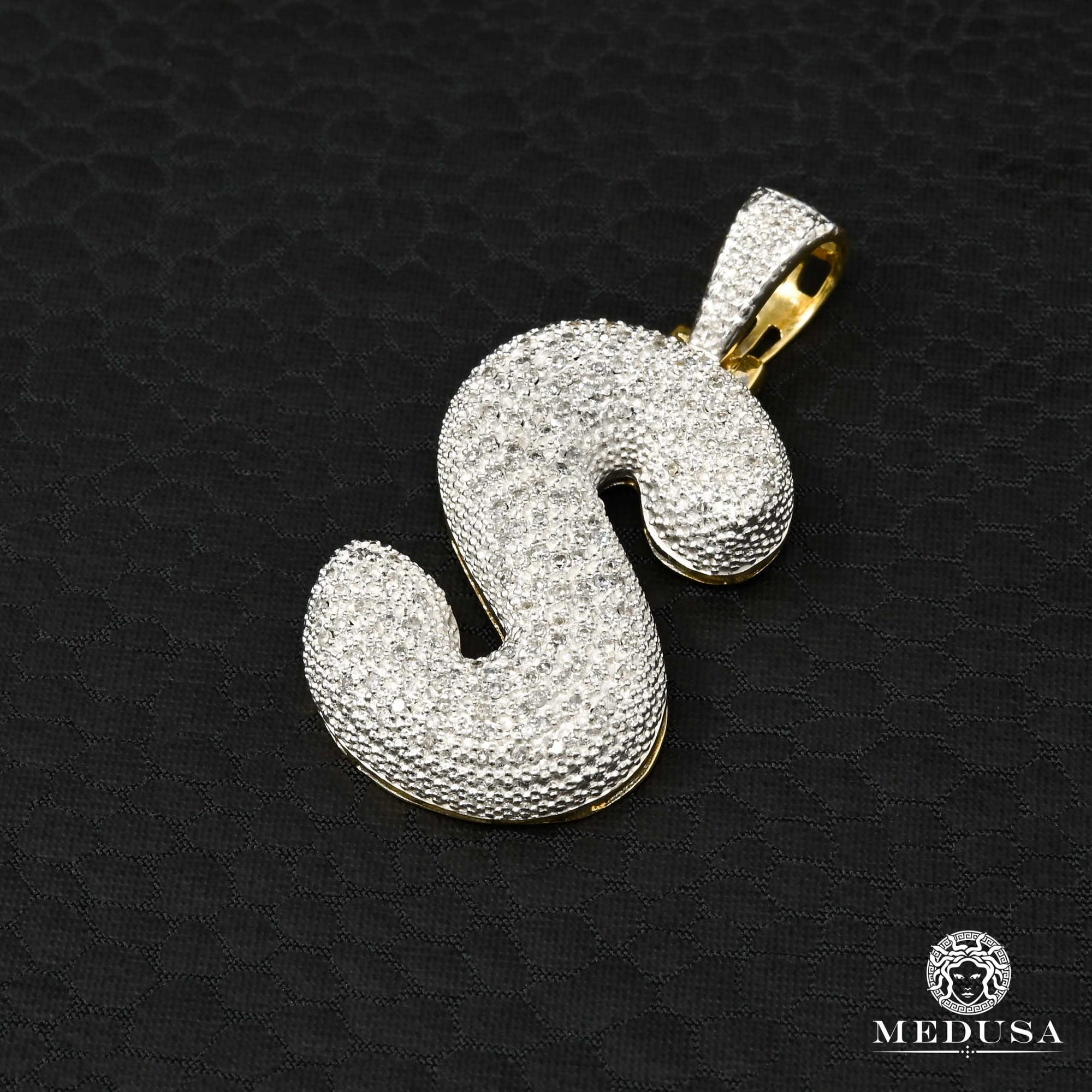 Pendentif à Diamants en Or 10K | Pendentif Divers Pendentif Lettre Diamant D1 [A à Z] Or 2 Tons