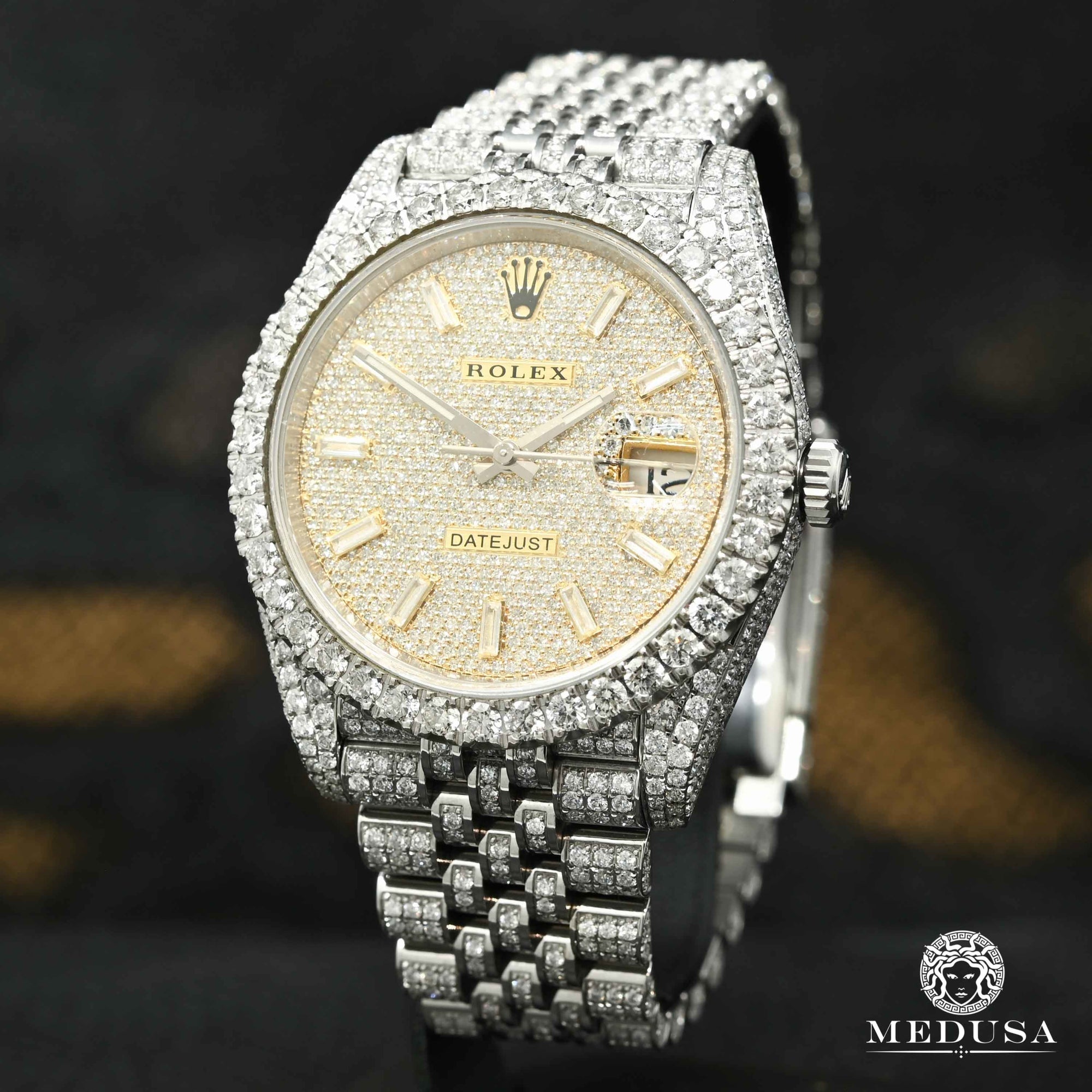 Rolex watch | Rolex Datejust Men's Watch 41mm - Jubilee Full Honeycomb Baguette Inverted Stainless