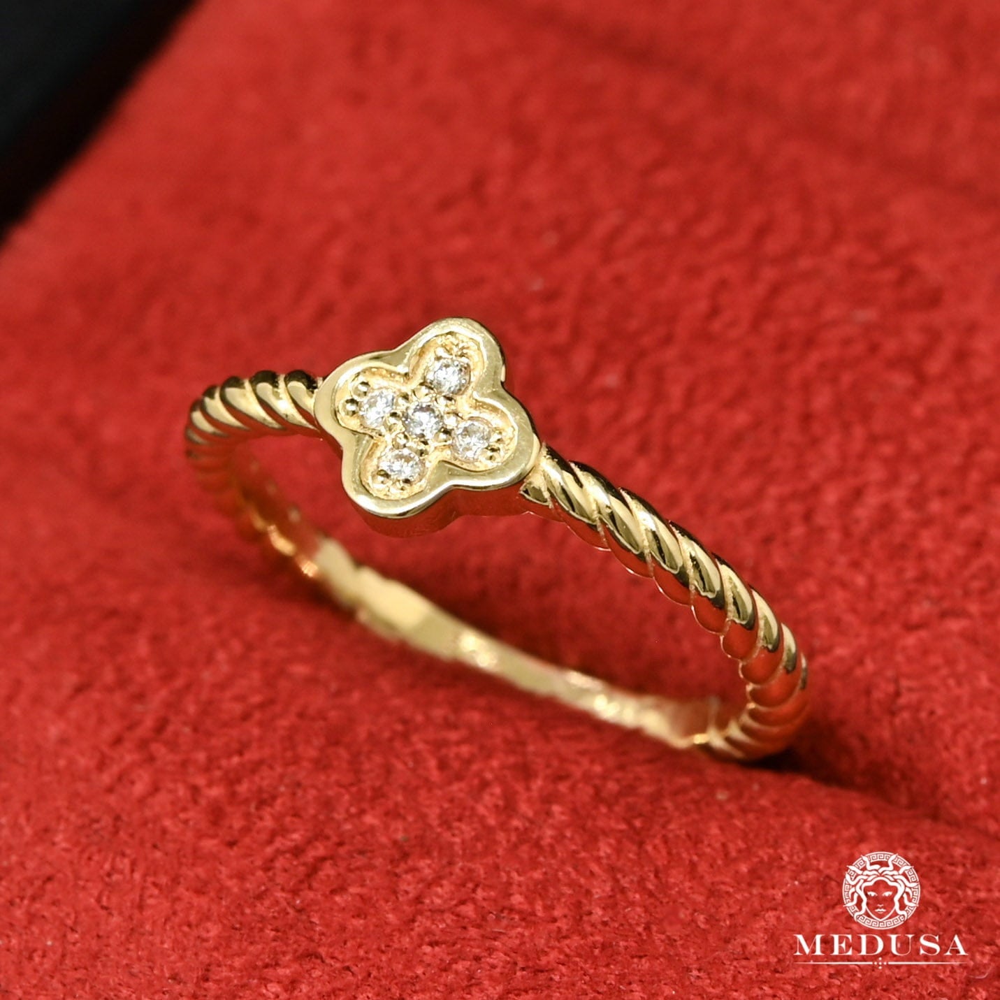 Bague à Diamants en Or 14K | Bague Fiançaille Solitaire F39 - MA1054 Or Jaune