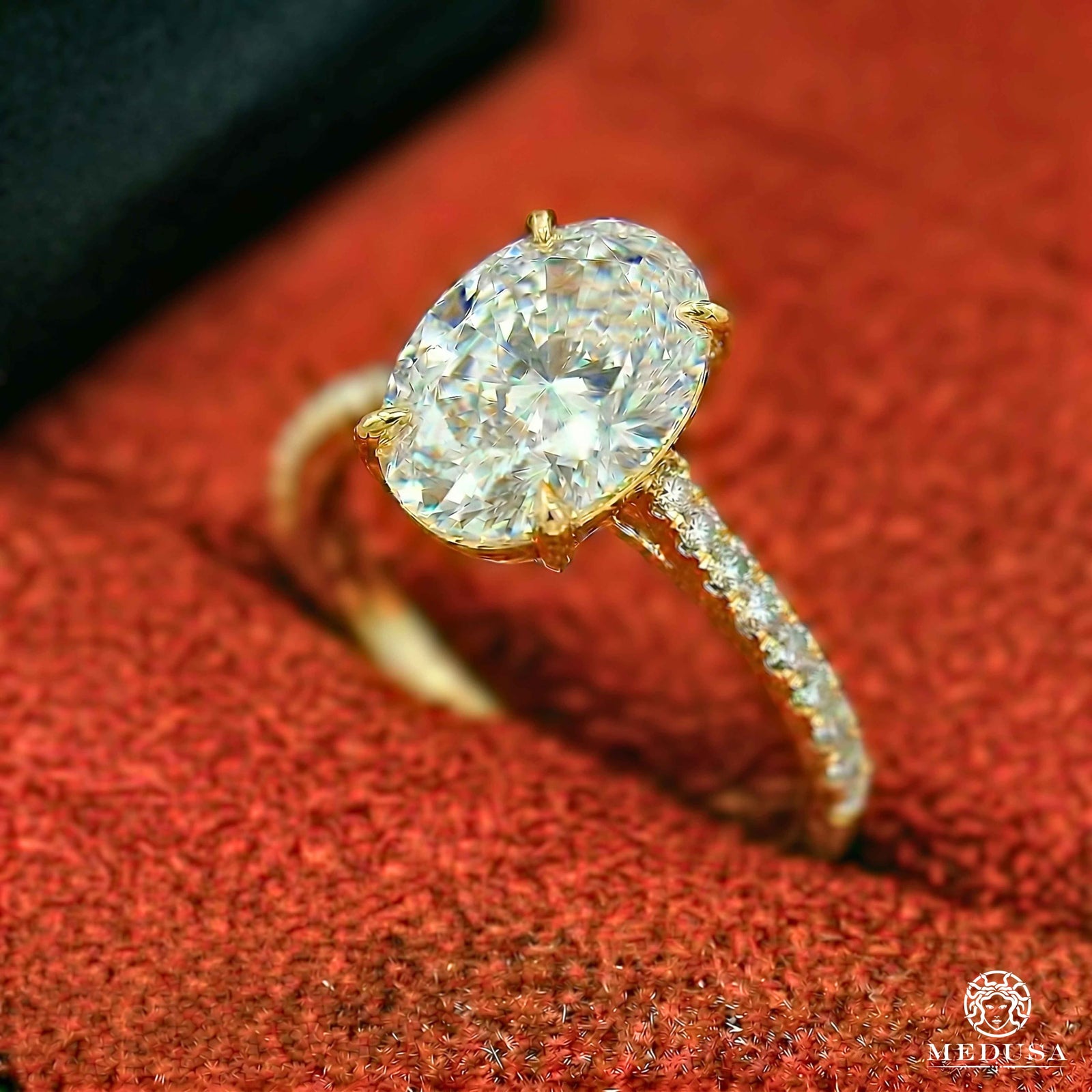 Bague à Diamants en Or 14K | Bague Fiançaille Solitaire LAB D5 - Oval Cut Or Jaune / 1.00CT / Semi-Eternité