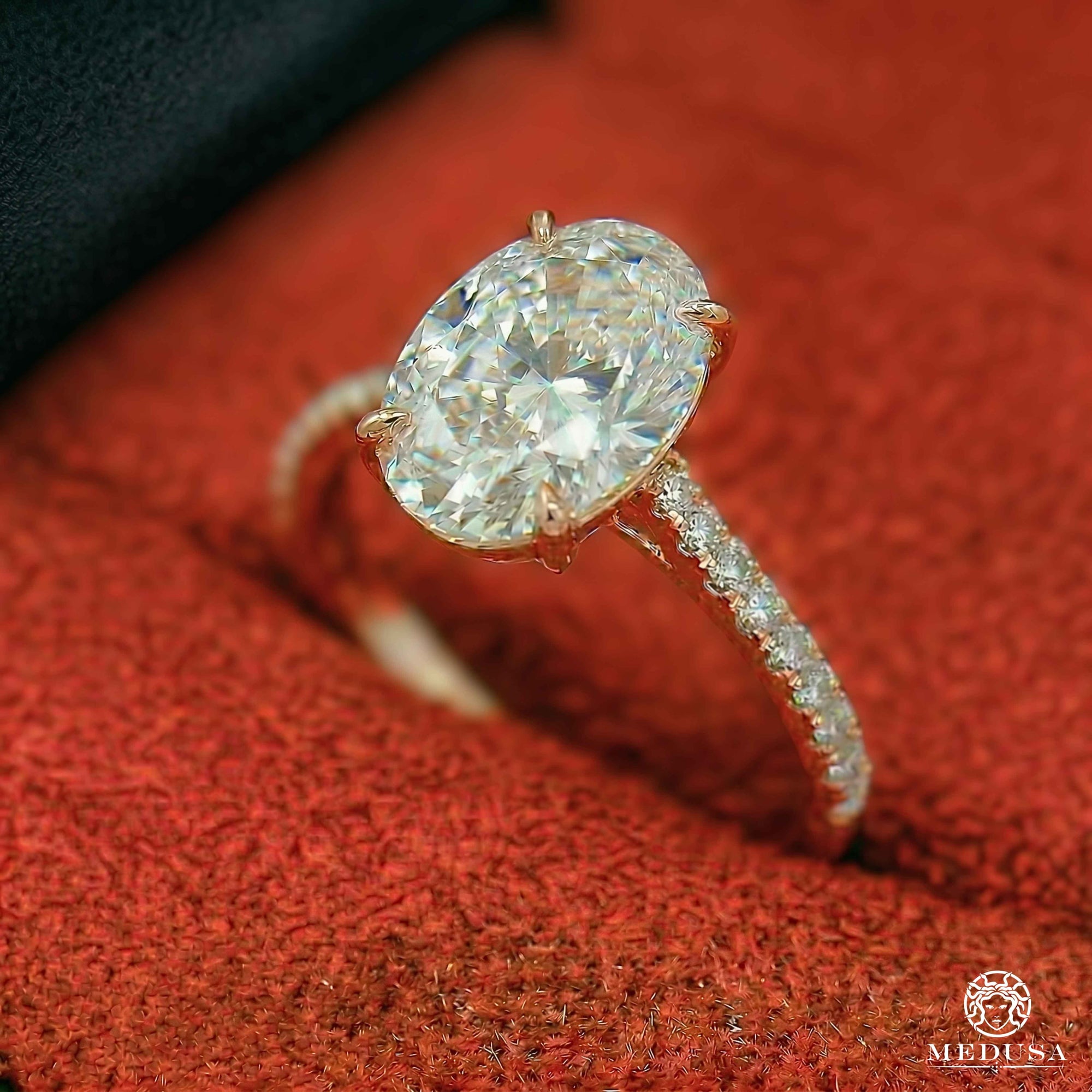 Bague à Diamants en Or 14K | Bague Fiançaille Solitaire LAB D5 - Oval Cut Or Rose / 1.00CT / Semi-Eternité