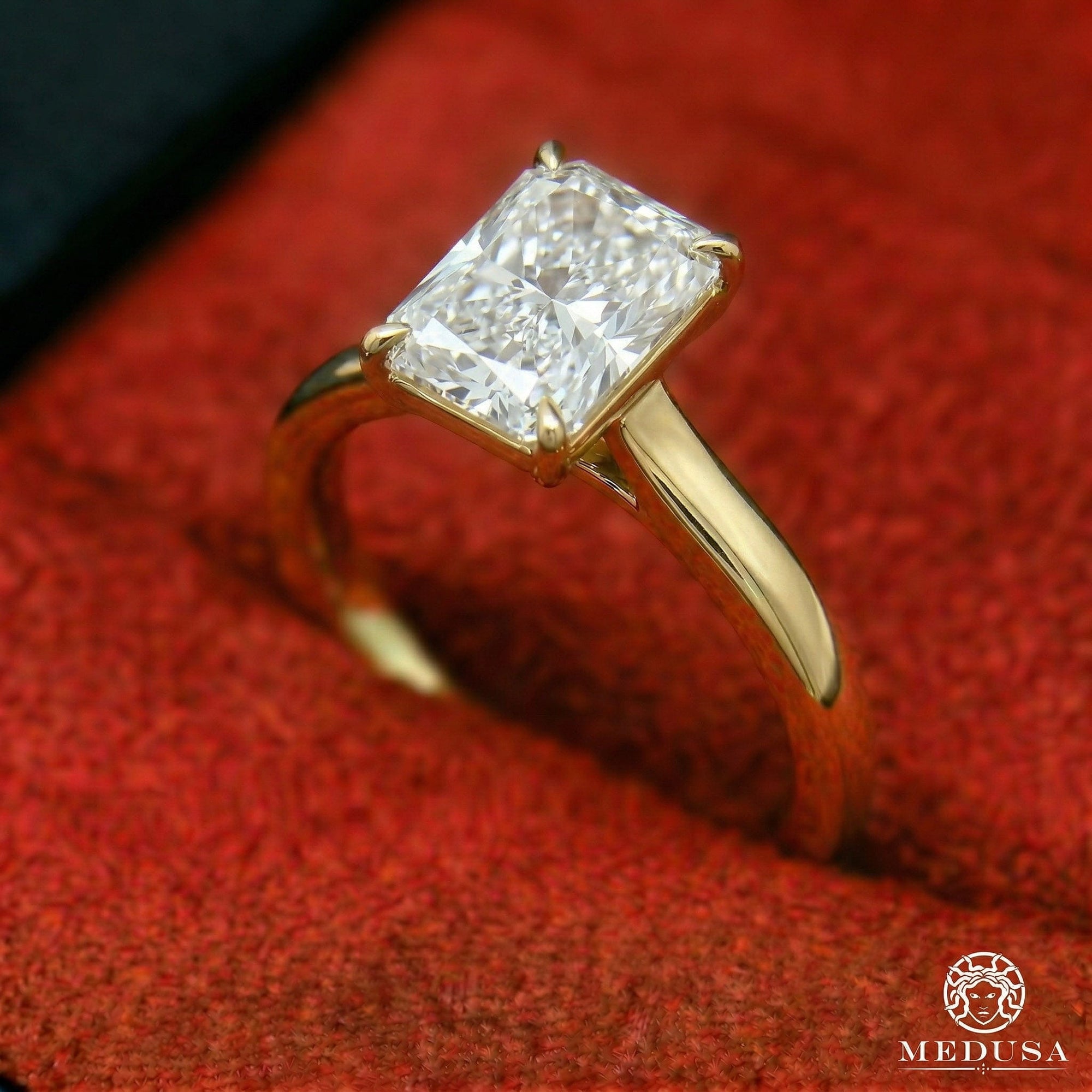 Bague à Diamants en Or 14K | Bague Fiançaille Solitaire LAB D6 - Radiant Cut Or Jaune / 1.00CT / Plain