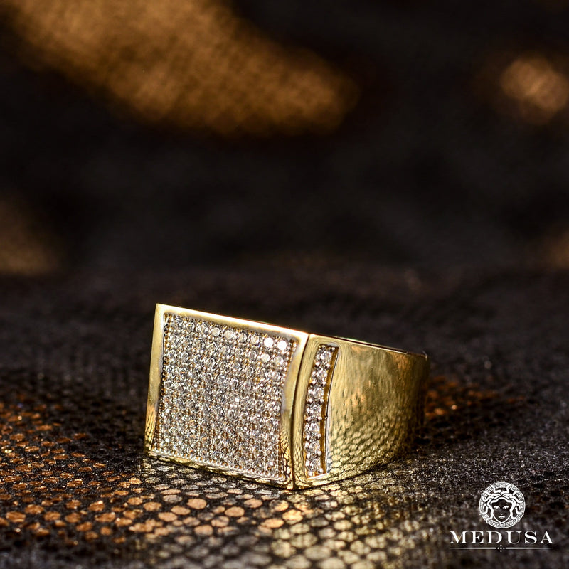 Bague en Or 10K | Bague Homme Square H8 Or Jaune