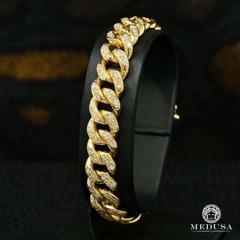10K Gold Diamond Bracelet | Men&#39;s Bracelet 10mm Cuban Link Diamond Bracelet 7&#39;&#39; / Yellow Gold