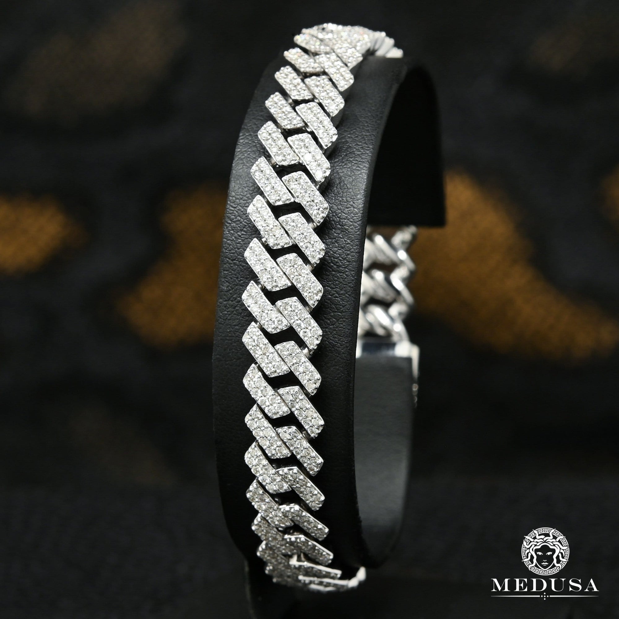 Bracelet à Diamants en Or 10K | Bracelet Homme 10mm Bracelet Cuban Prong Big Box-Lock