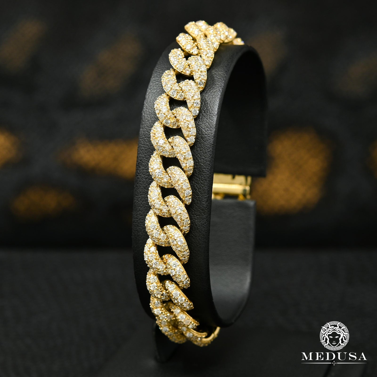 Bracelet à Diamants en Or 10K | Bracelet Homme 10mm Bracelet Cuban Puffy Iced