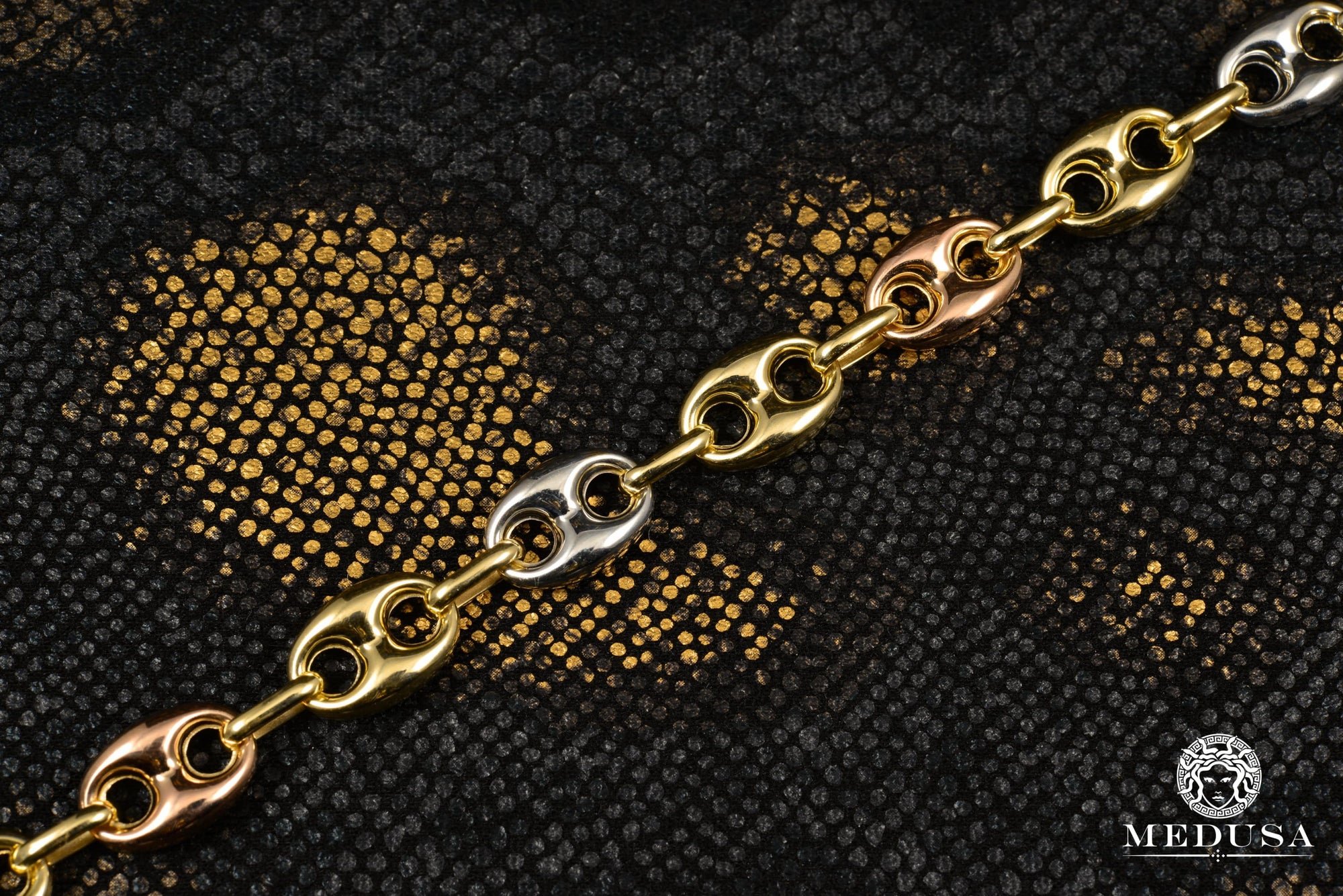 10K Gold Bracelet | Men's Bracelet 10mm Gucci Puff 3 Tone Bracelet
