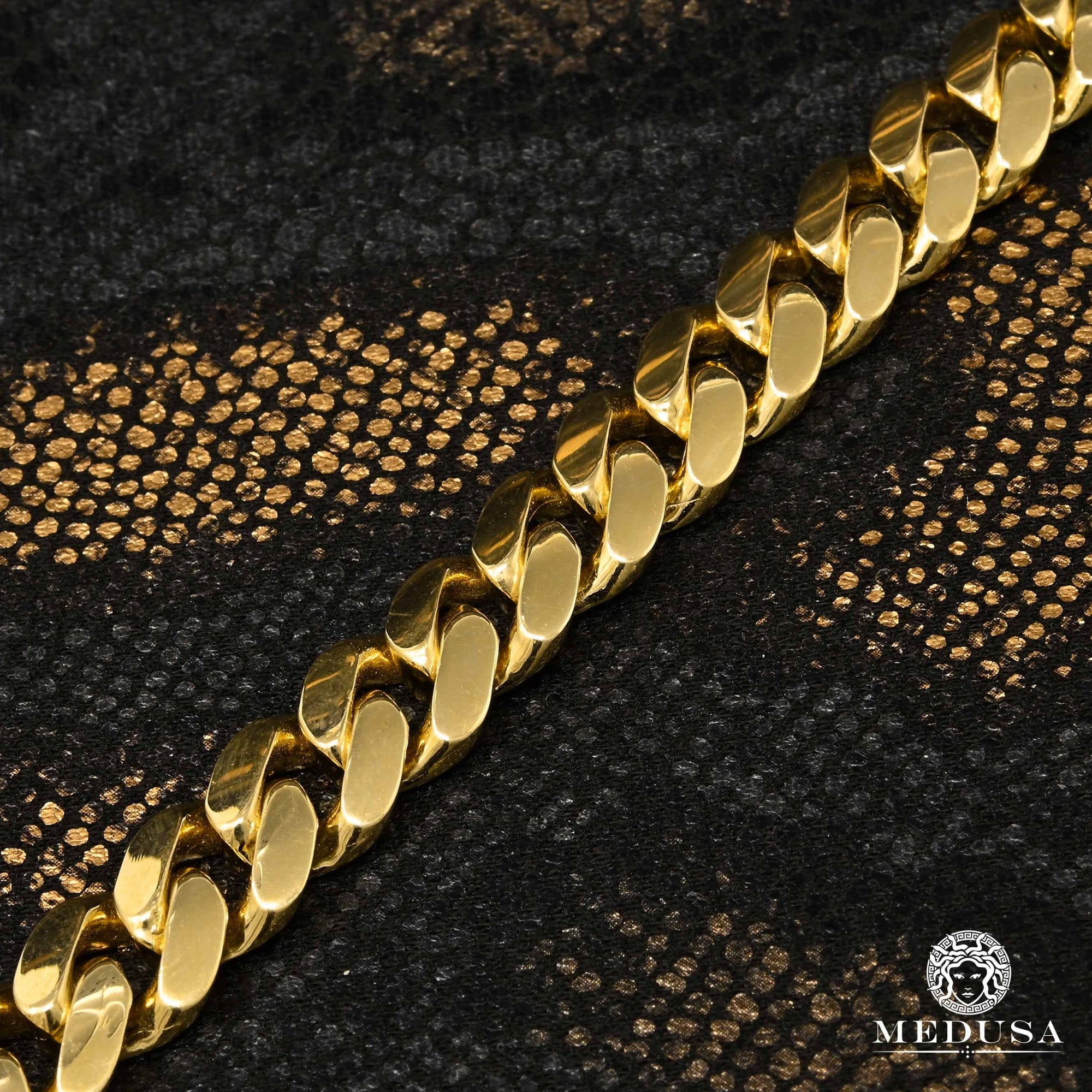 Bracelet en Or 10K | Bracelet Homme 11mm Bracelet Cuban Solid