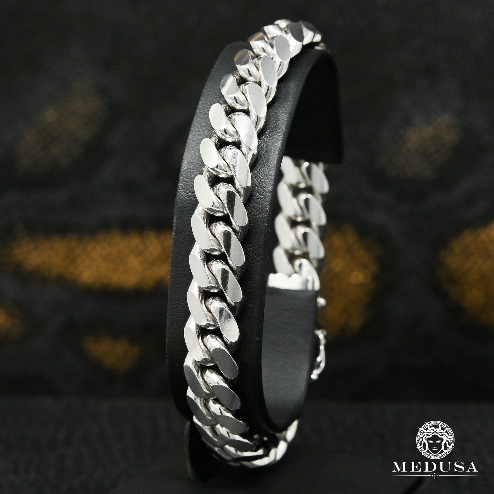 11mm Solid Cuban Bracelet White Gold 