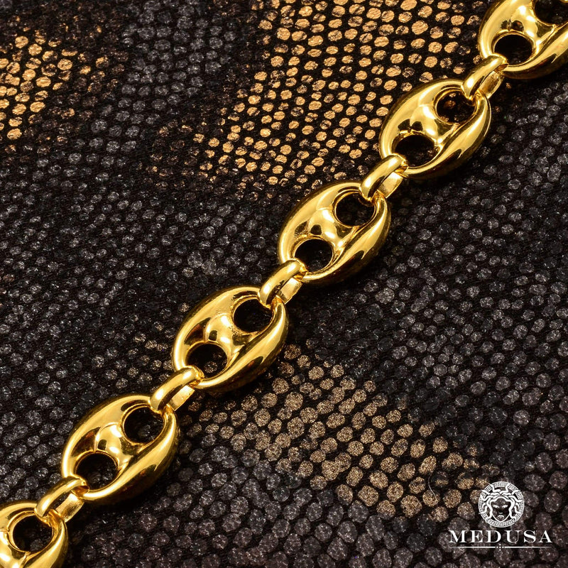 10K Gold Bracelet | Men&#39;s Bracelet 11mm Gucci Puff Link Bracelet