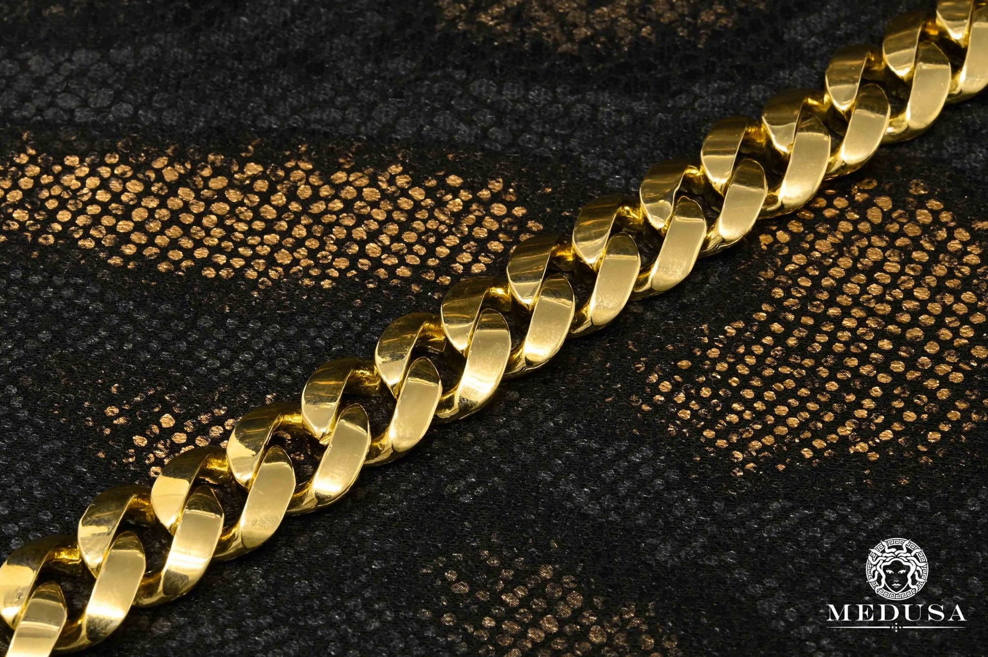 Bracelet en Or 10K | Bracelet Homme 13.5mm Bracelet Cuban Solid