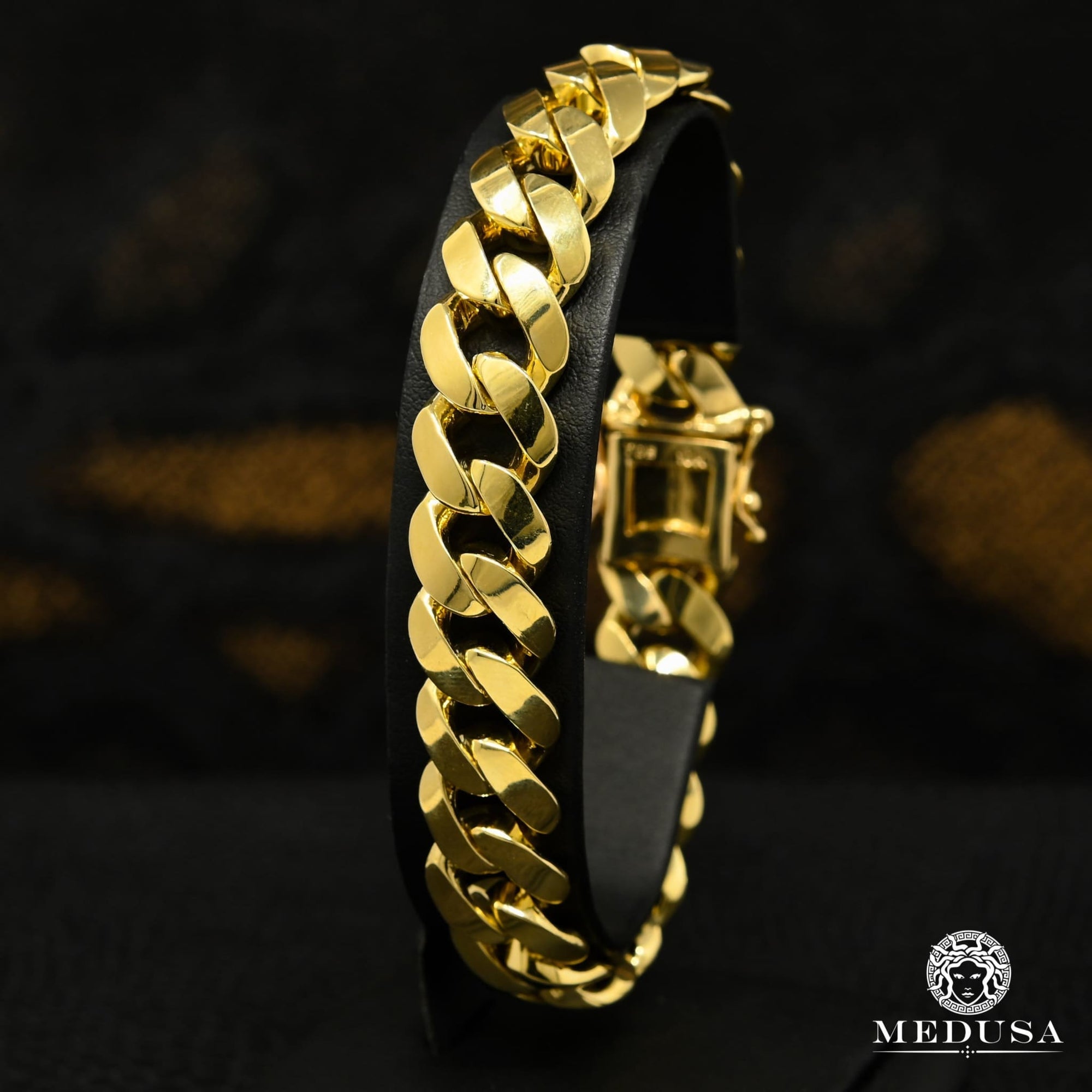 10K Gold Bracelet | Men's Bracelet 13.5mm Cuban Solid Bracelet