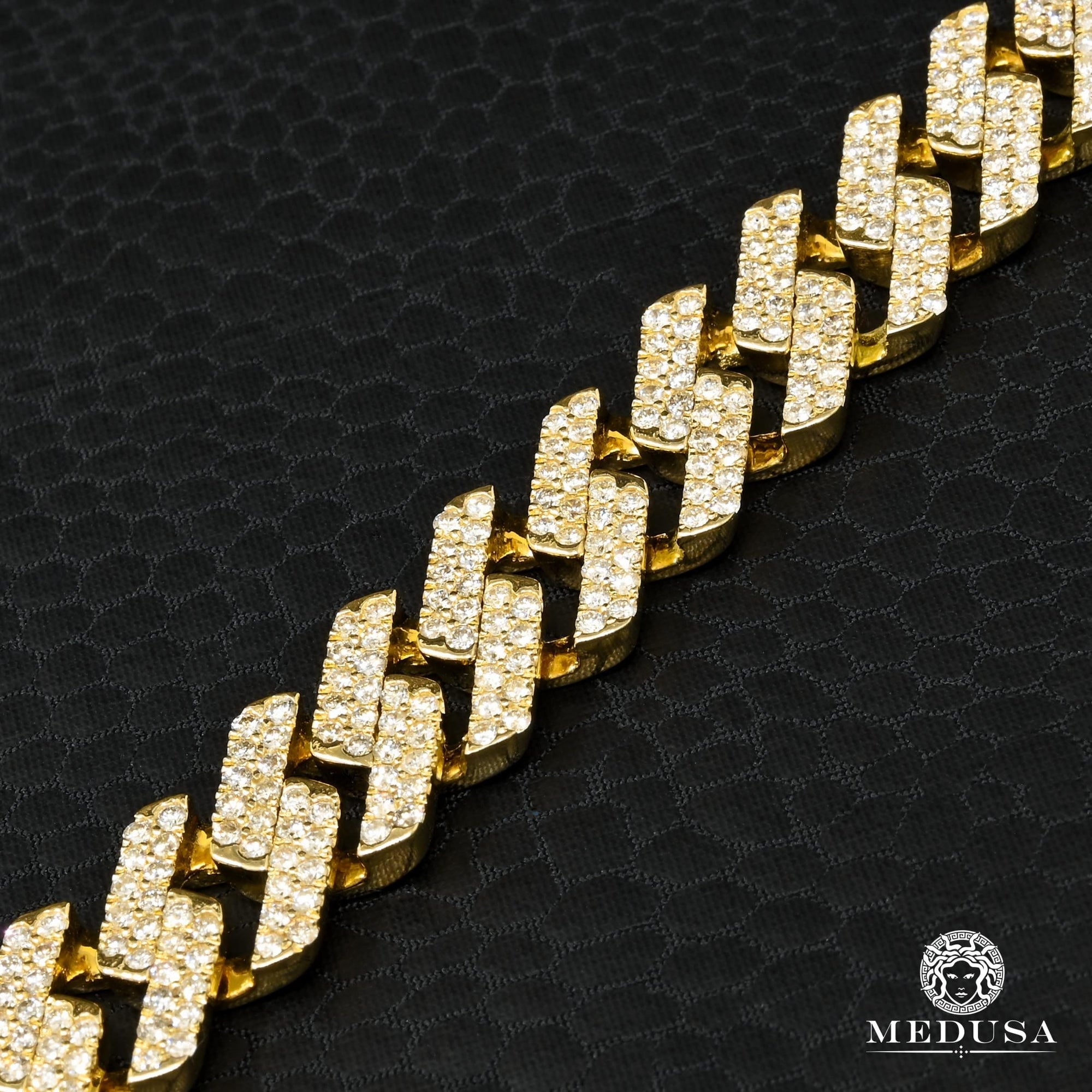 Bracelet à Diamants en Or 10K | Bracelet Homme 13mm Bracelet Cuban Prong Iced Out