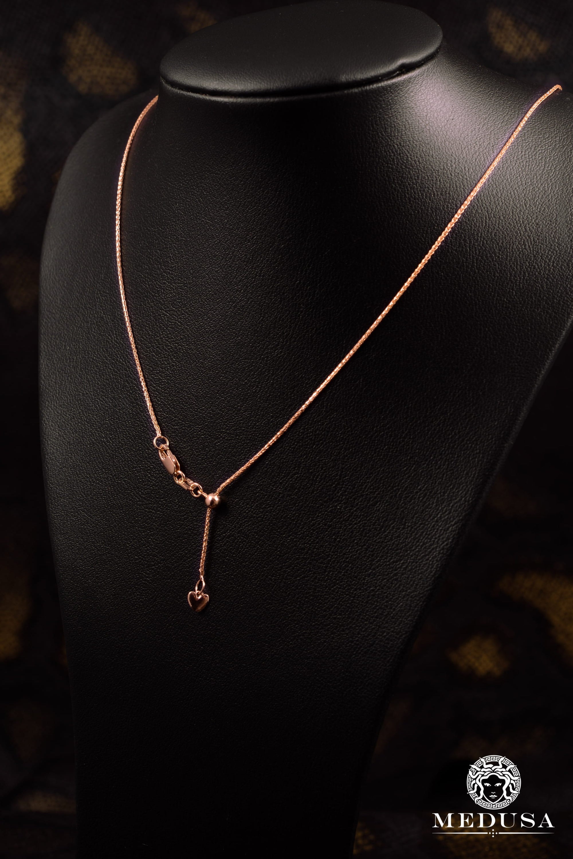 10K Gold Chain | Chain 1mm Wheat Adjustable 22'' / Rose Gold