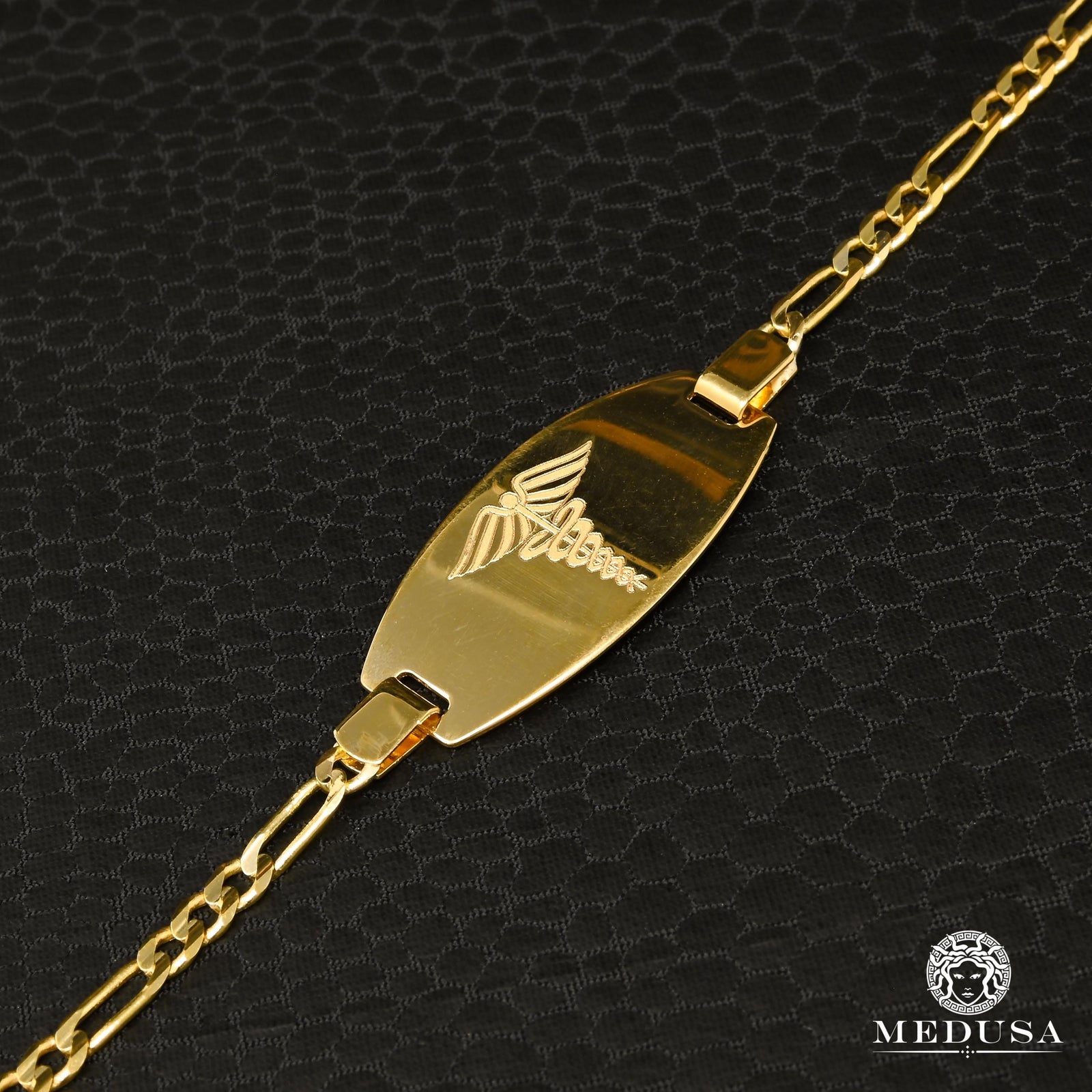 10K Gold Bracelet | Women's Bracelet 3mm Bracelet Medical Figaro Yellow Gold