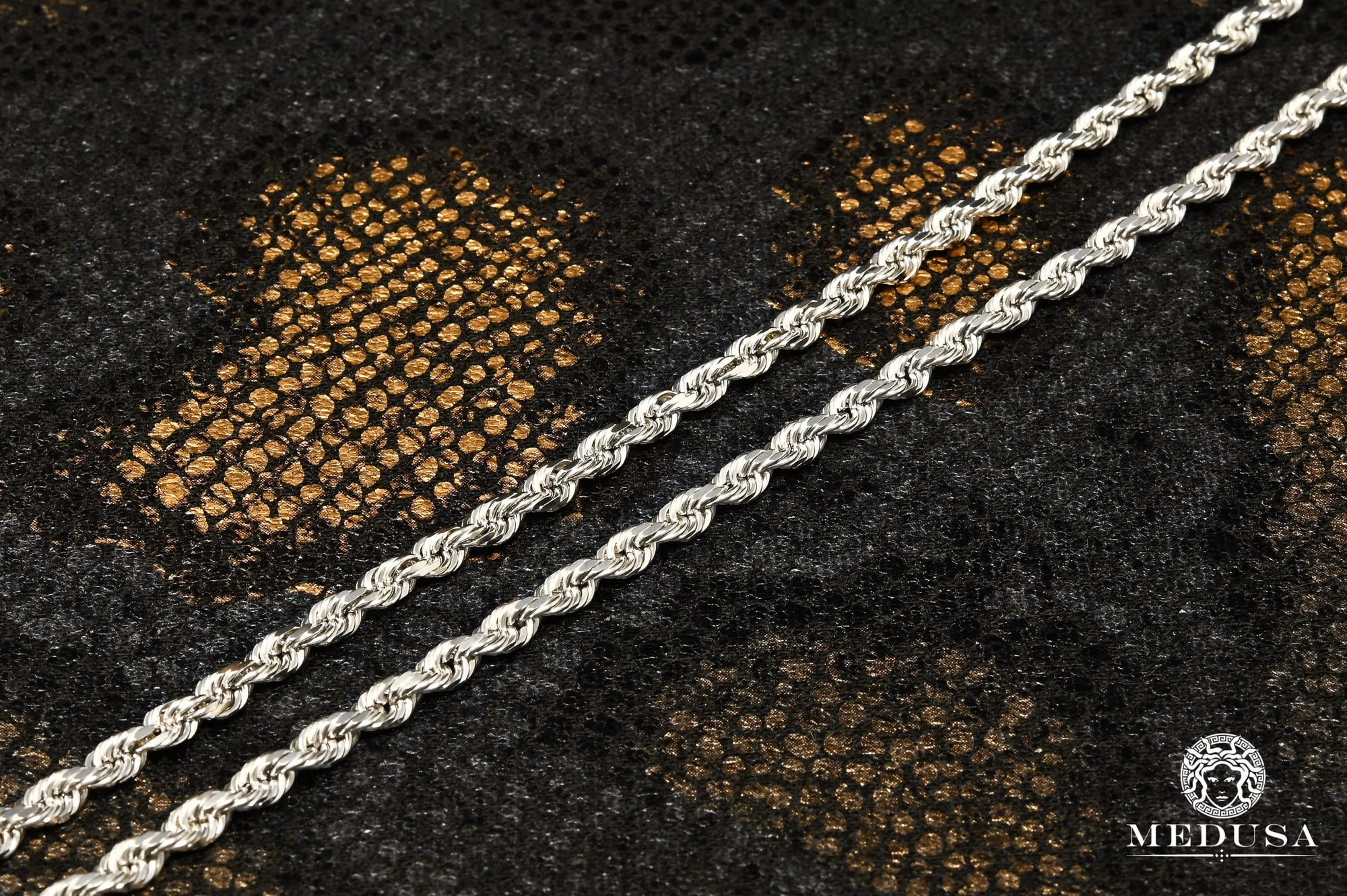 10K Gold Chain | 3mm chain Rope Solid Gold White