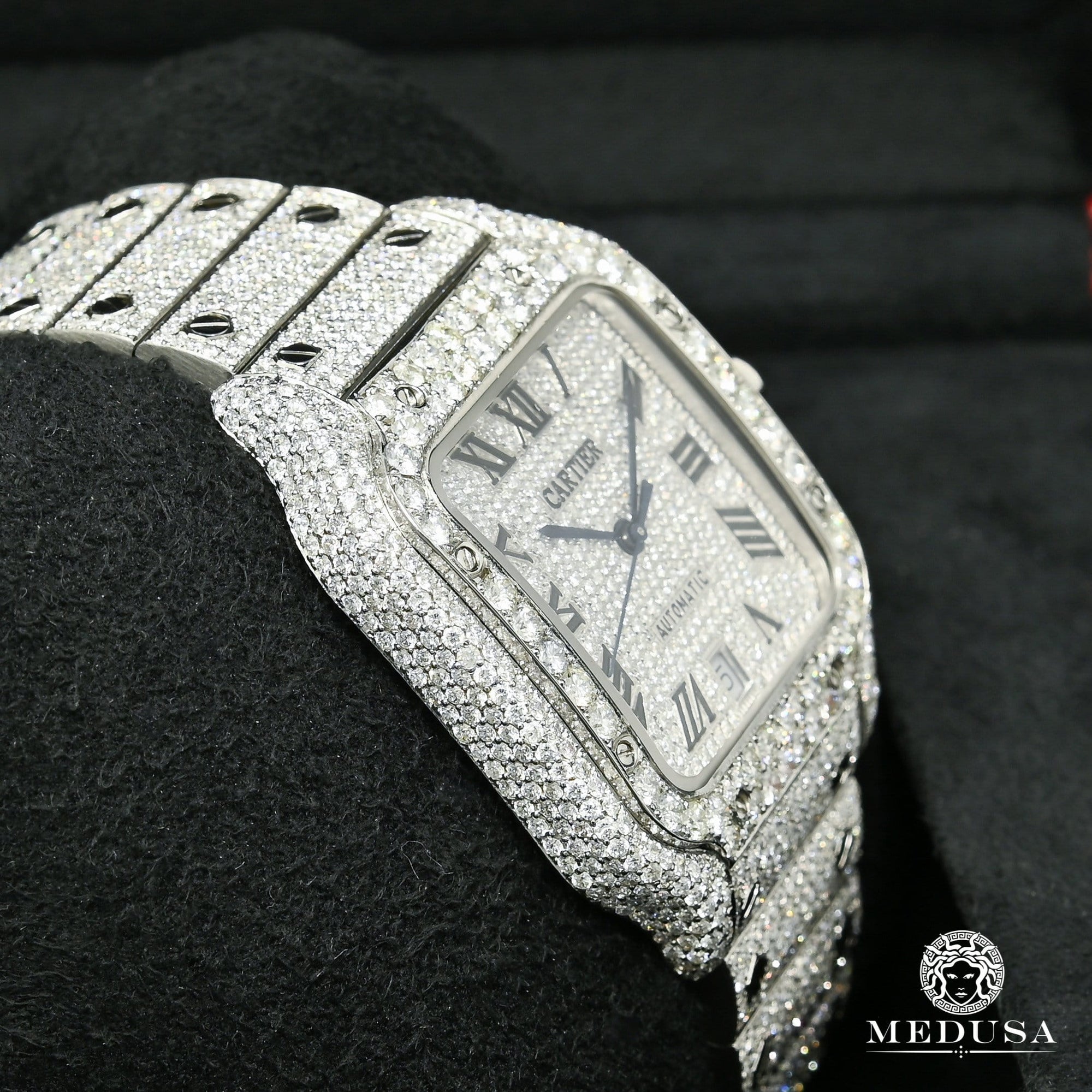 Montre Cartier | Montre Homme 40mm Cartier Santos 100 - Full Dial Iced Stainless