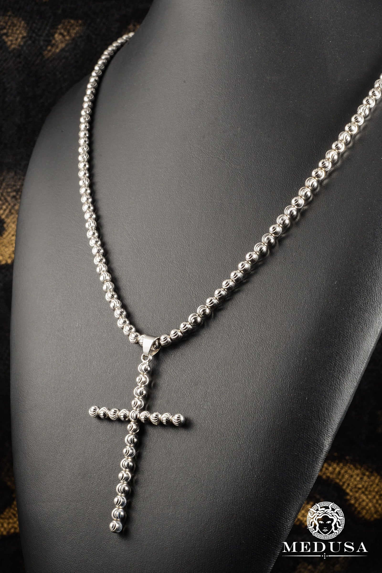 4mm Ball Moon Cut White Gold 