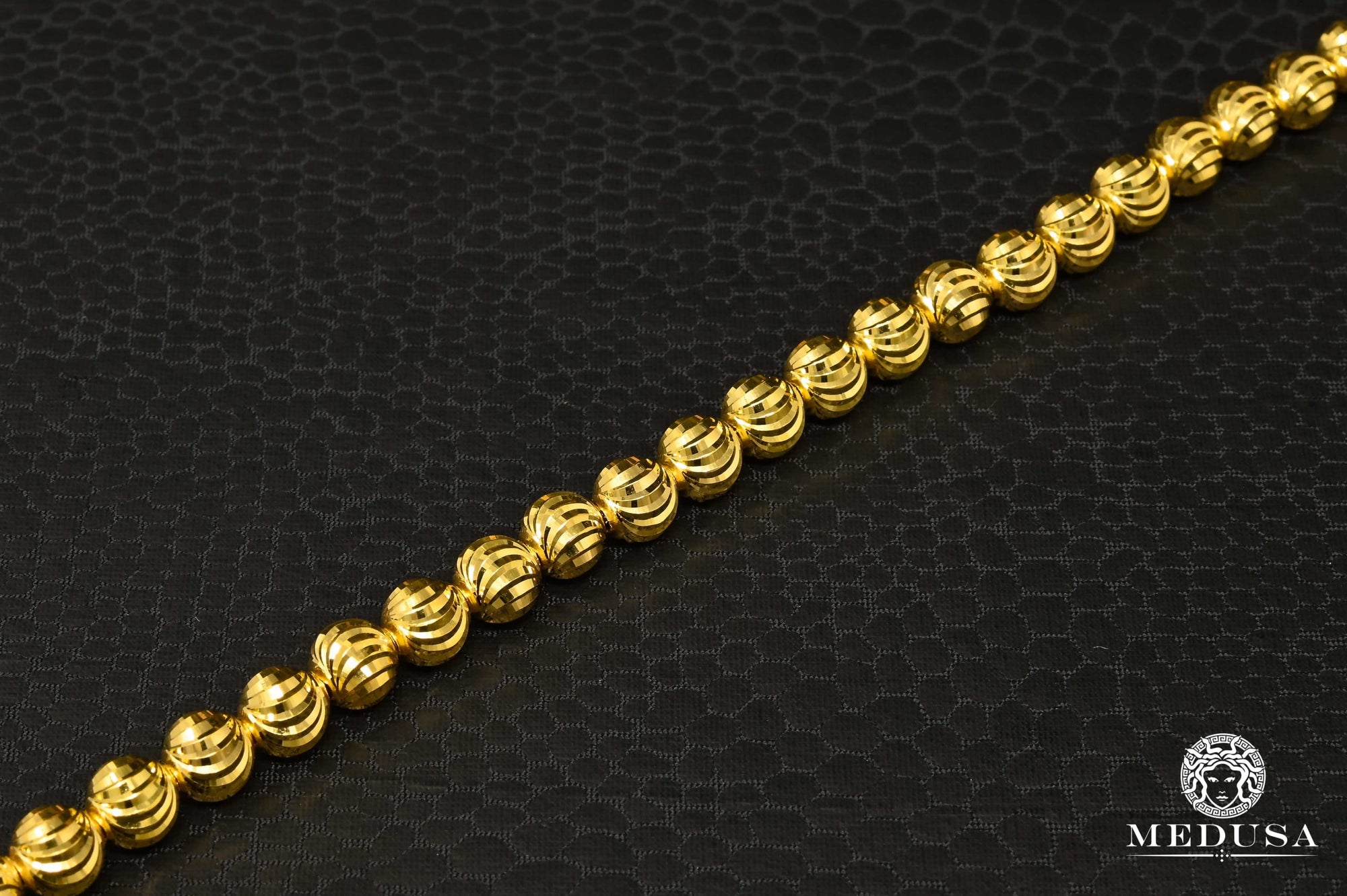 10K Gold Bracelet | Women&#39;s Bracelet 4mm Bracelet Ball Moon Cut Yellow Gold