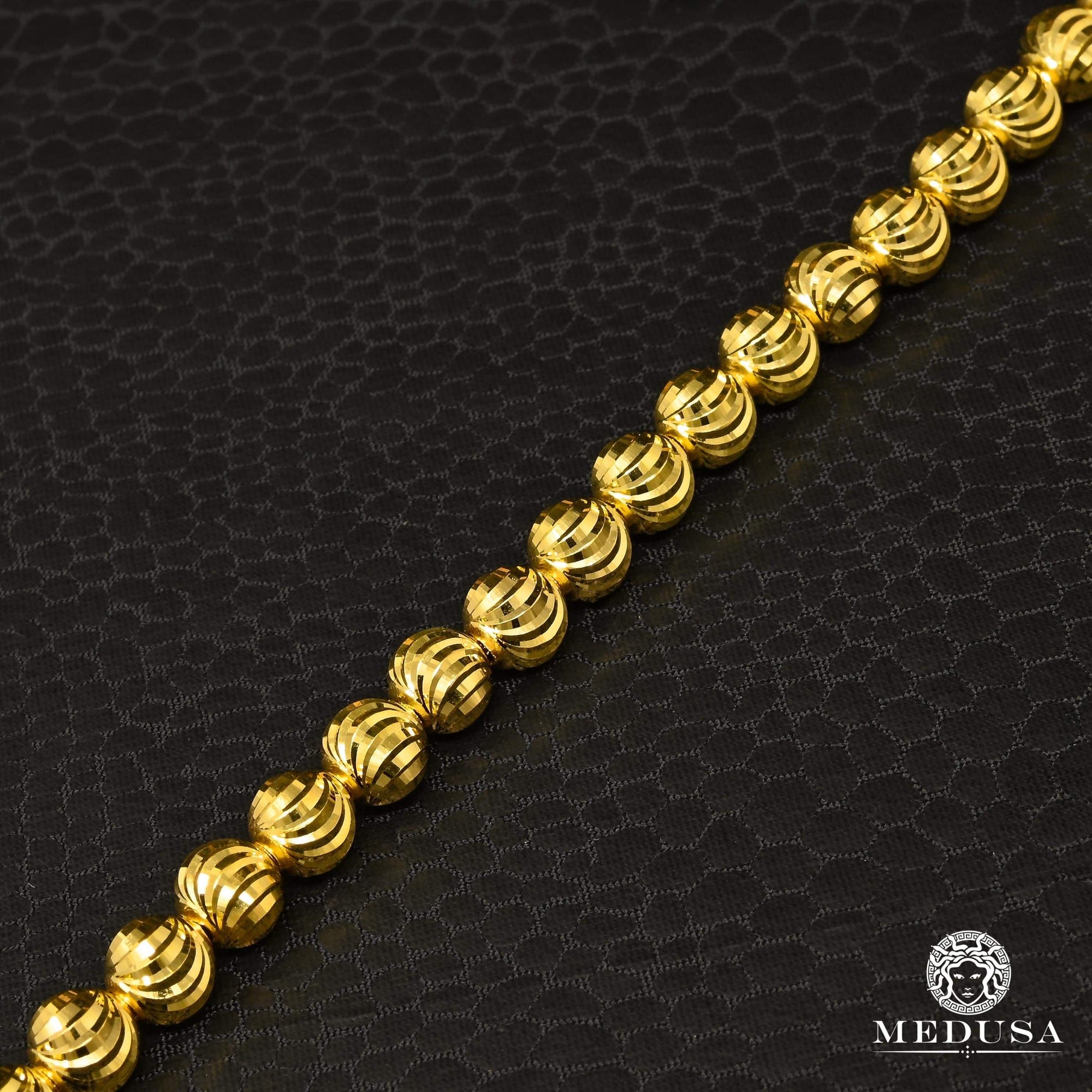 10K Gold Bracelet | Women's Bracelet 4mm Bracelet Ball Moon Cut Yellow Gold