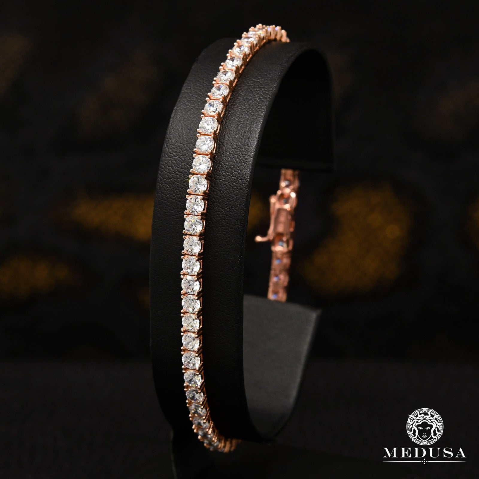 Bracelet à Diamants en Or 10K | Bracelet Homme 4mm Bracelet Tennis Or Rose 7.5’’ / Or Rose