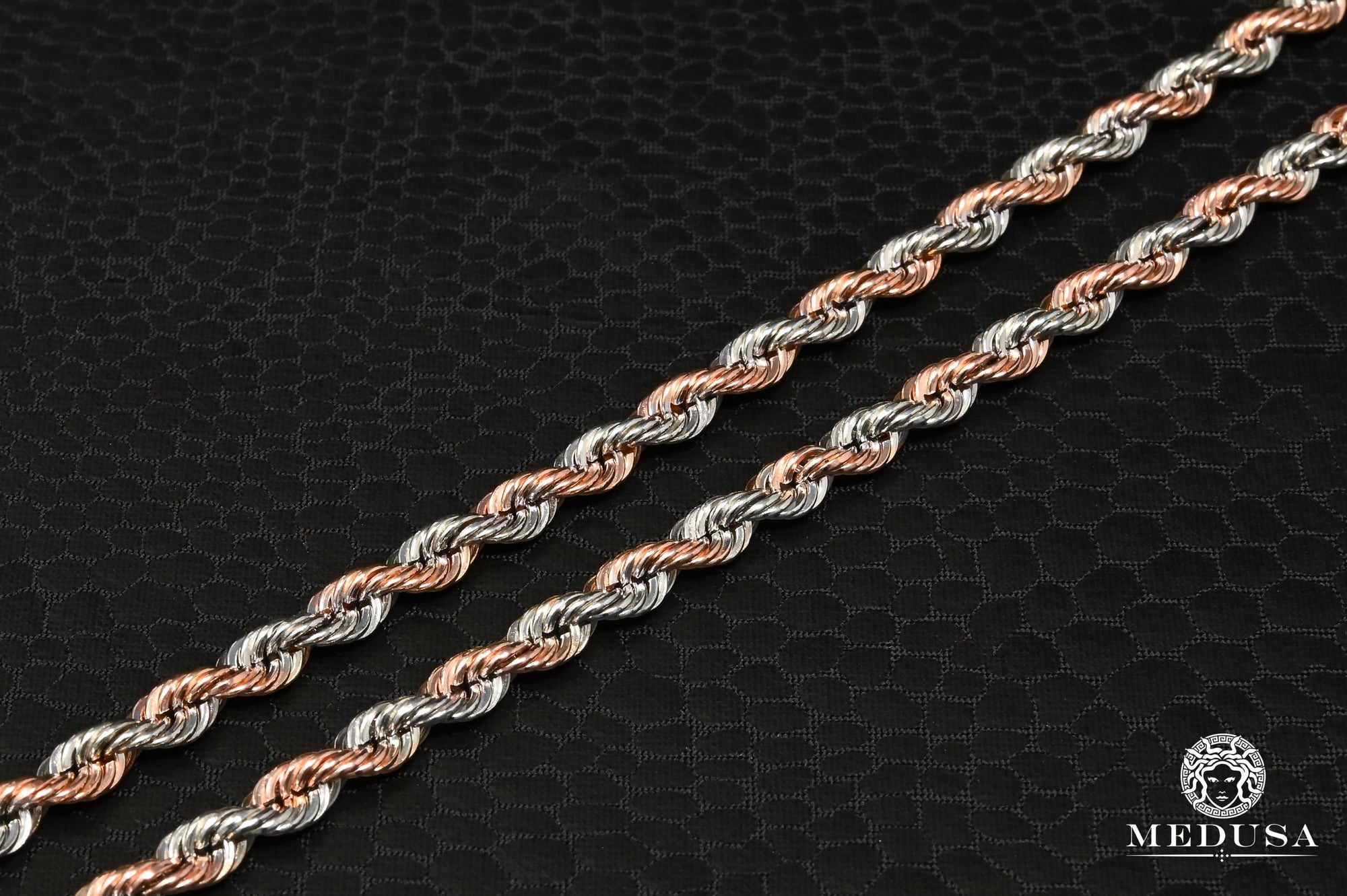 10K Gold Bracelet | Men&#39;s Bracelet 4mm Bracelet Rope Rose Gold 2 Tones