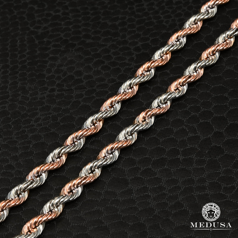 10K Gold Bracelet | 4mm Men&#39;s Bracelet Rope Bracelet Rose Gold 2 Tones