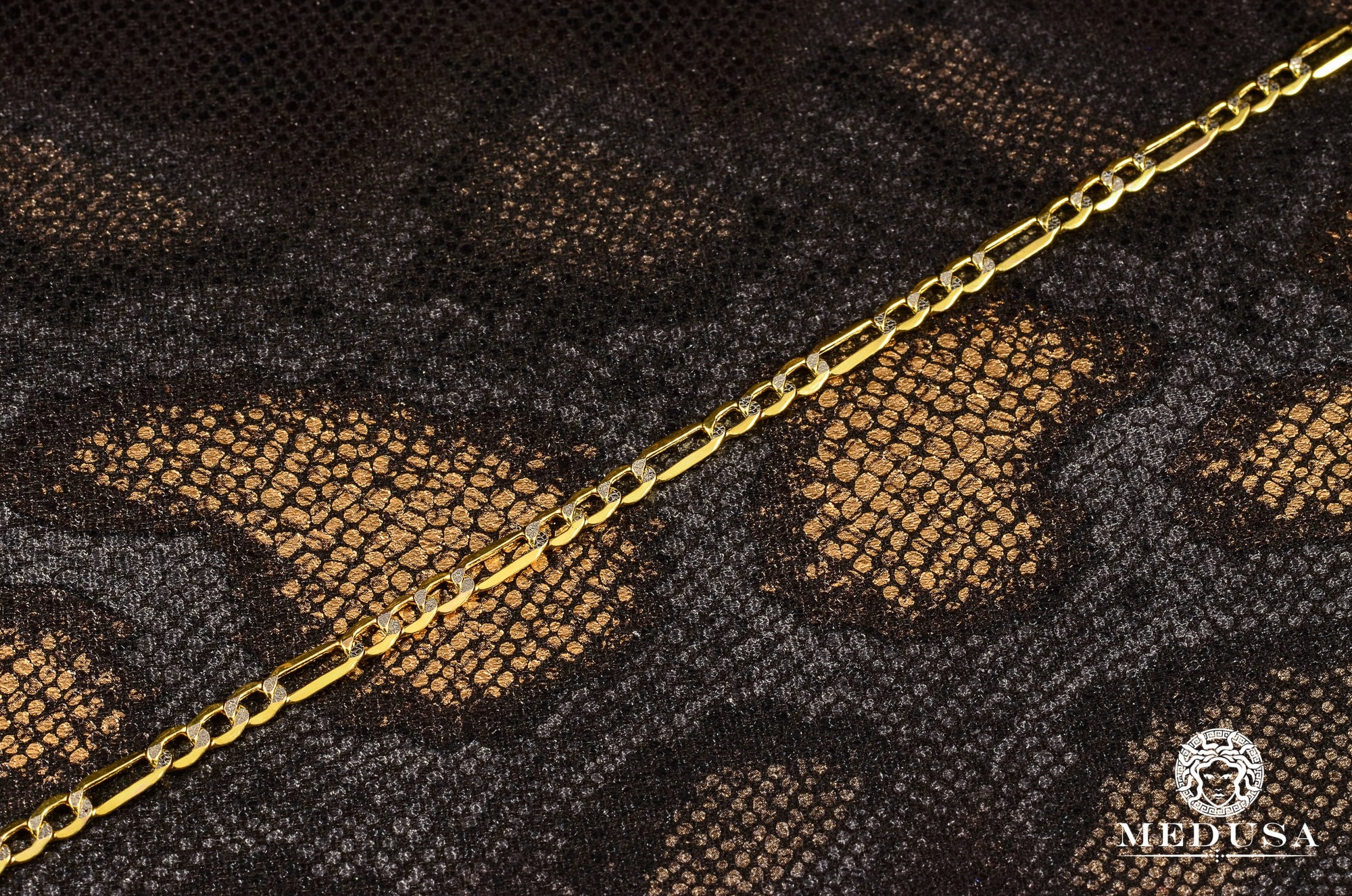 10K Gold Chain | Curb Chain 4mm Figaro 2 Tones Hollow