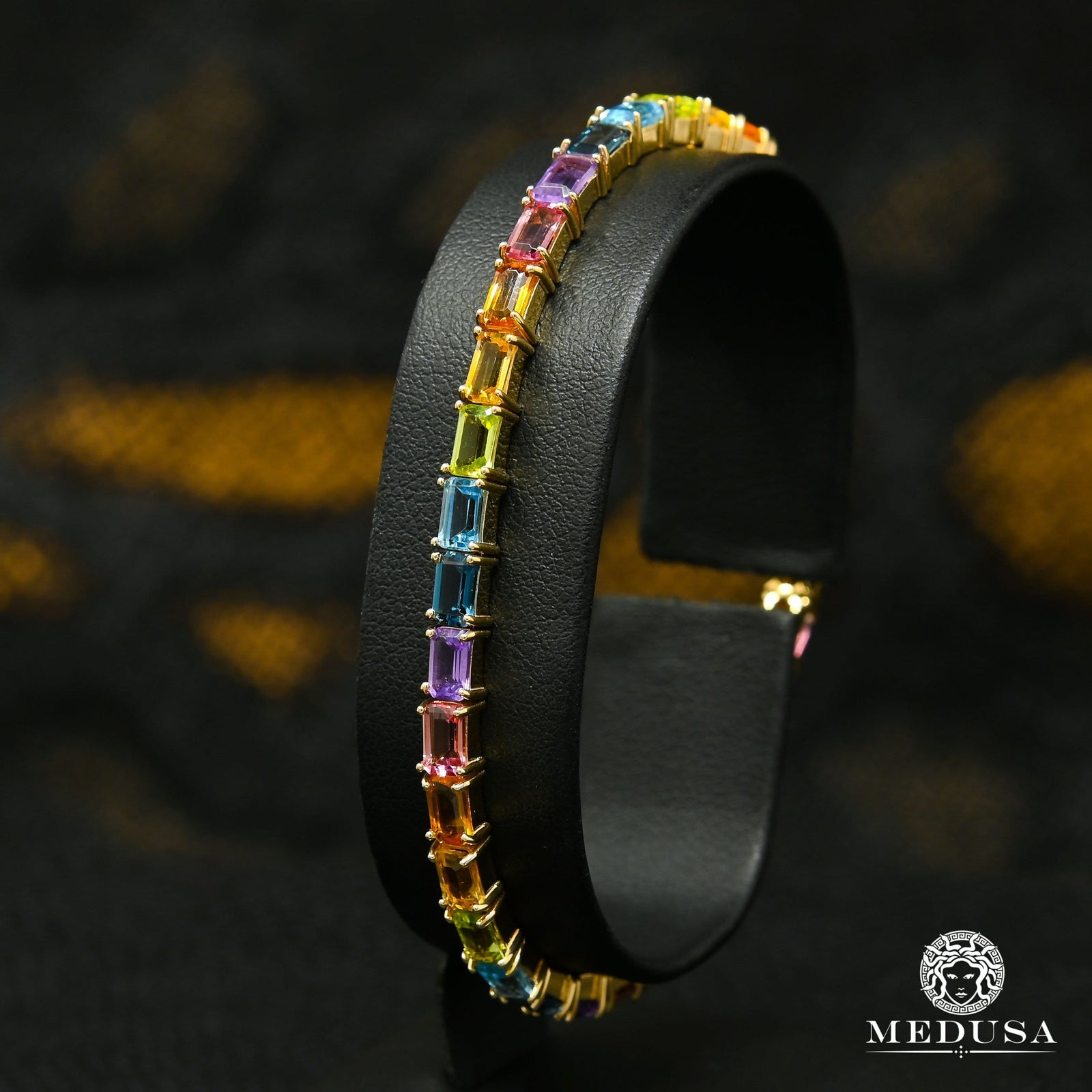 10K Gold Diamond Bracelet | Men's Bracelet 4mm Tennis - Rainbow Yellow Gold