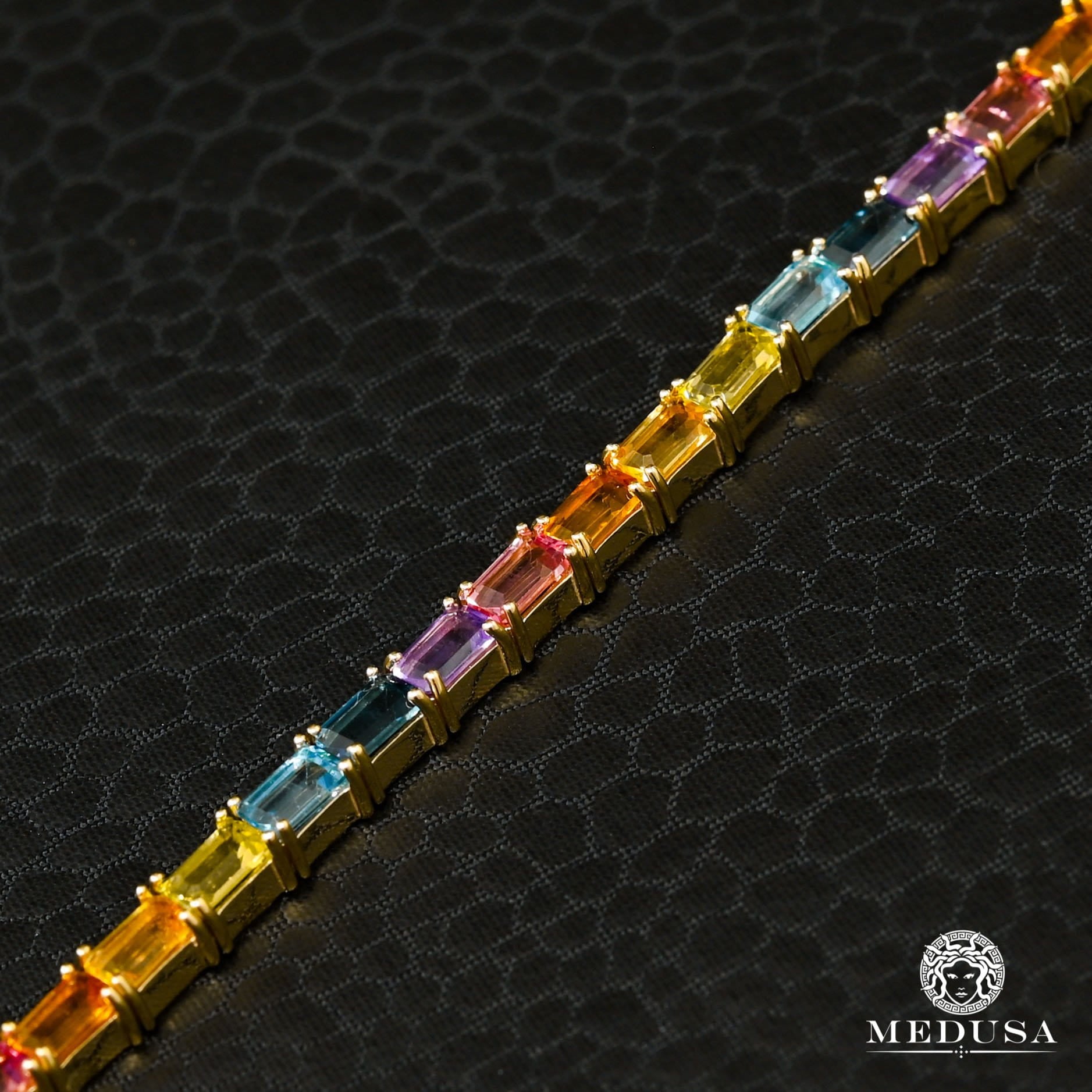 10K Gold Diamond Bracelet | Men&#39;s Bracelet 4mm Tennis - Rainbow Yellow Gold
