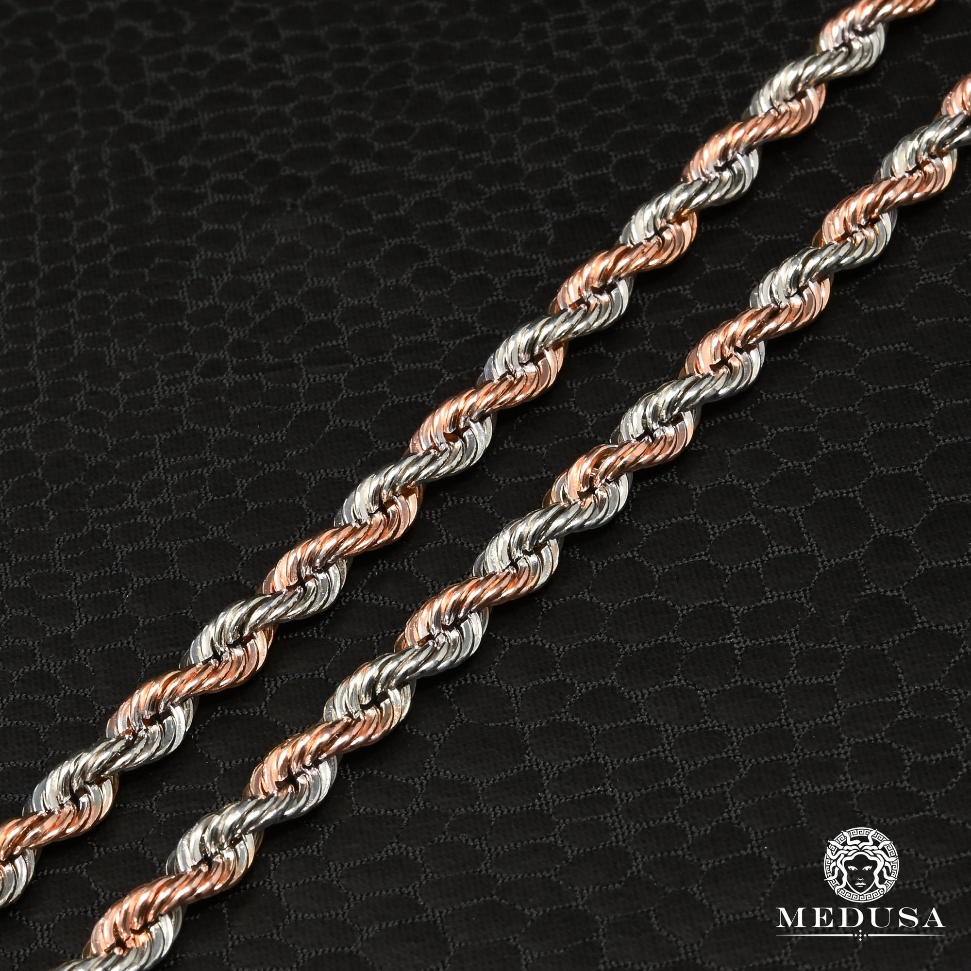 Chaîne en Or 10K | Chaîne 4mm Torsade Or Rose 2 Tons