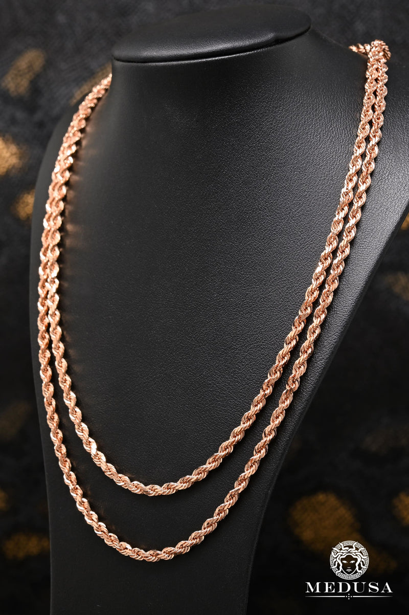 10K Gold Chain | 4mm chain Rope Solid Rose Gold