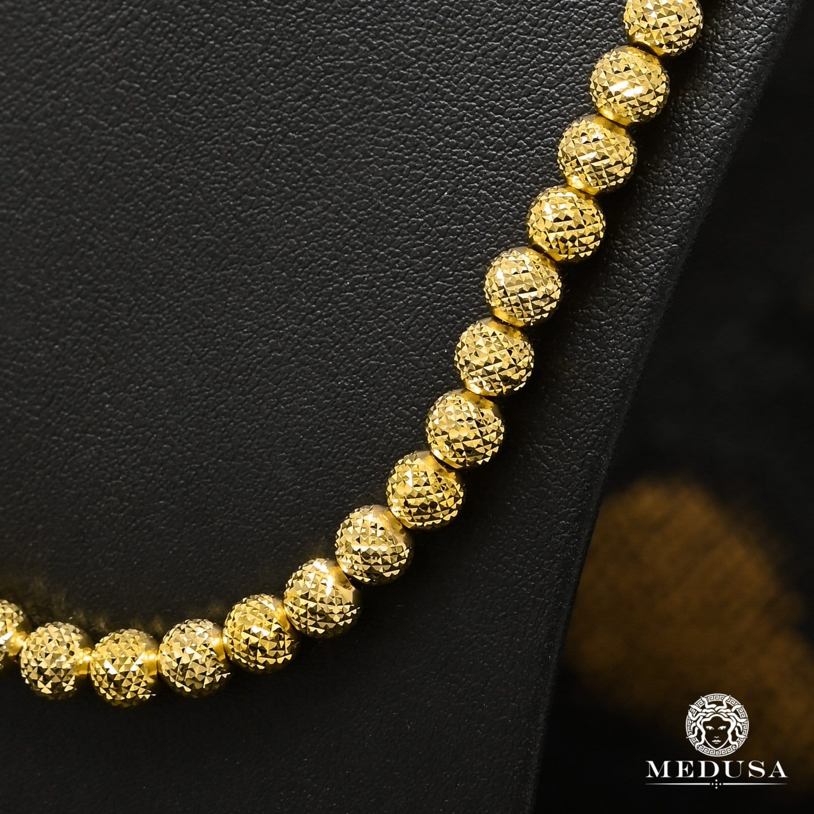 10K Gold Chain | Chain 6mm Ball Moon Laser Cut