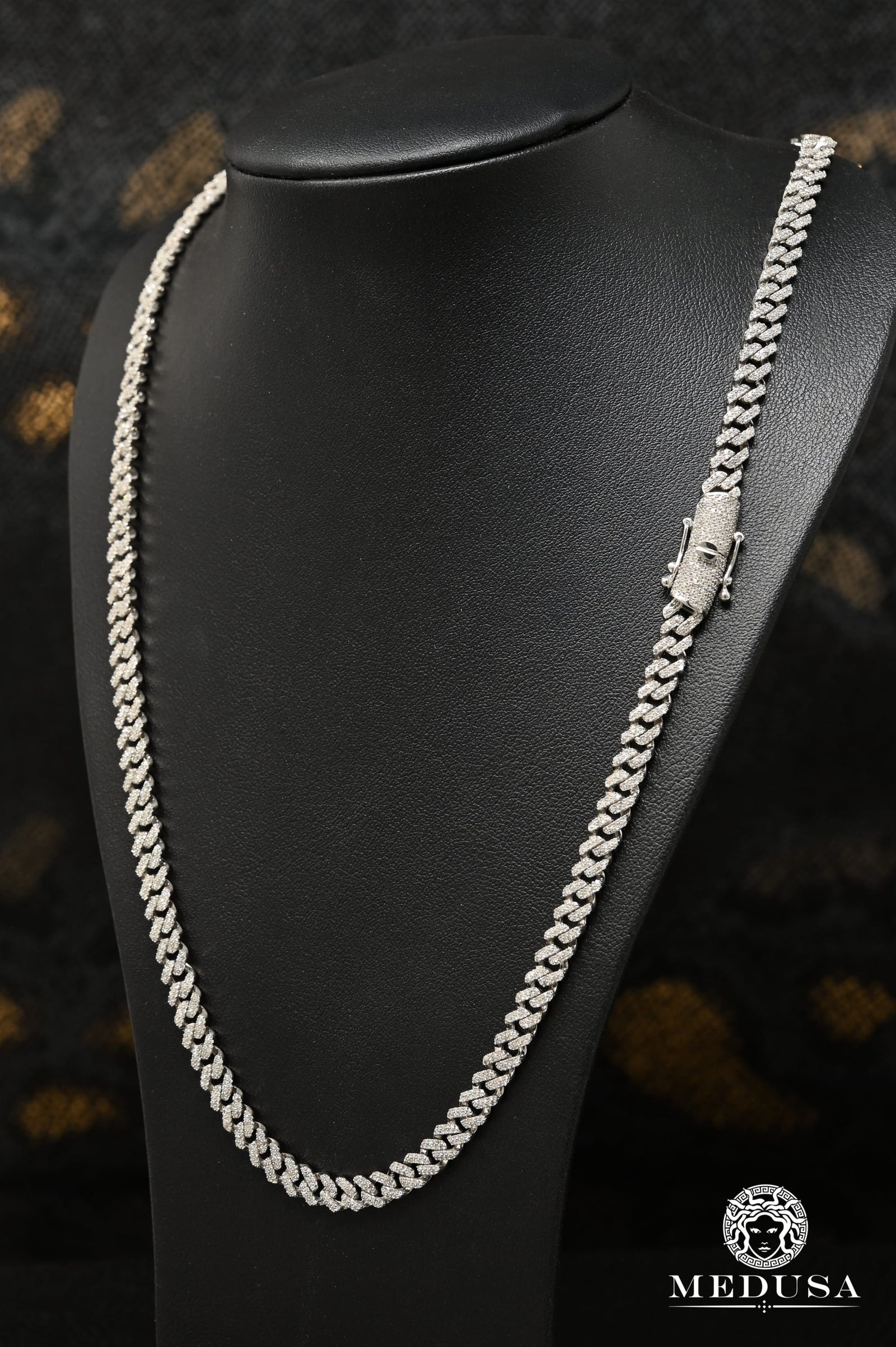 10K Gold Chain | Chain 6mm Cuban Solid Diamond White Gold