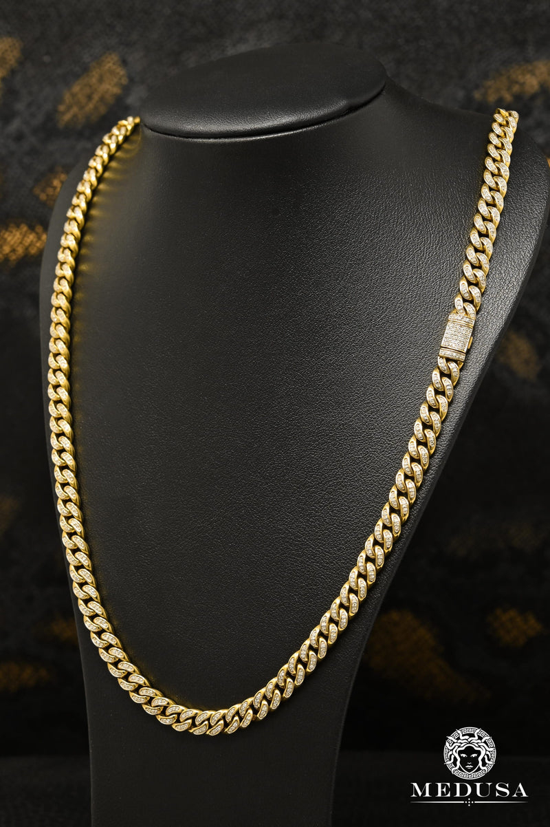 10K Gold Diamond Chain | Chain 7mm Cuban Link Diamond 24&#39;&#39; / Yellow Gold