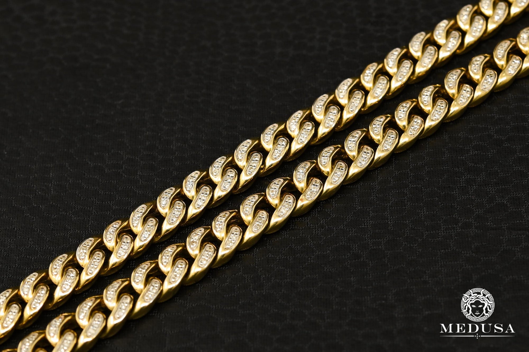 Chaîne à Diamants en Or 10K | Chaîne 7mm Cuban Link Diamant 24’’ / Or Jaune