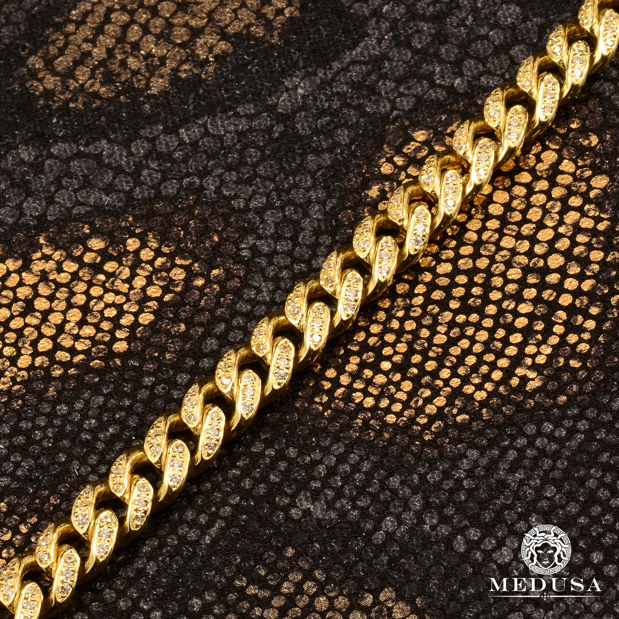 10K Gold Diamond Bracelet | Men&#39;s Bracelet 8mm Cuban Link Diamond Bracelet